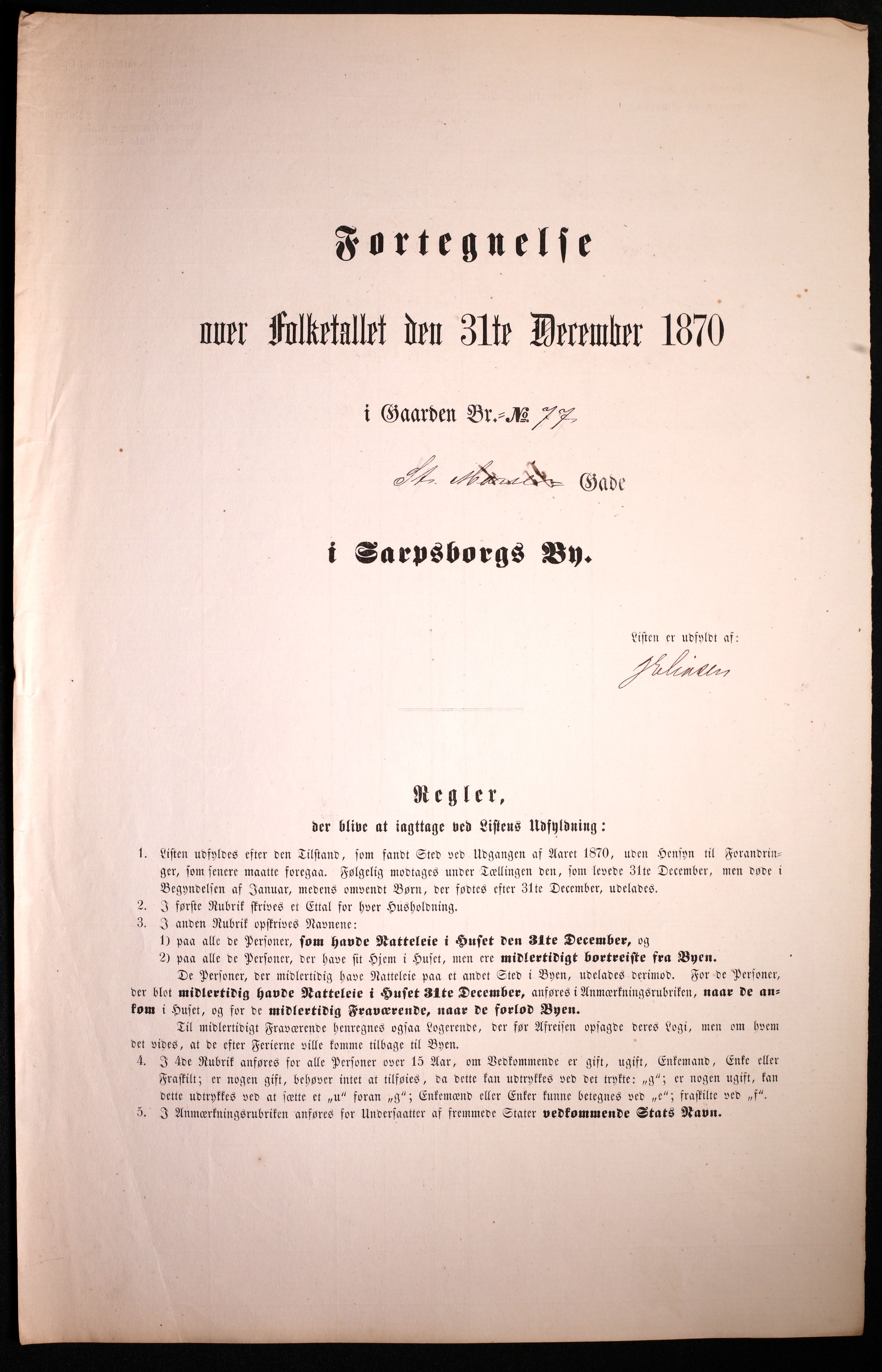 RA, 1870 census for 0102 Sarpsborg, 1870, p. 453