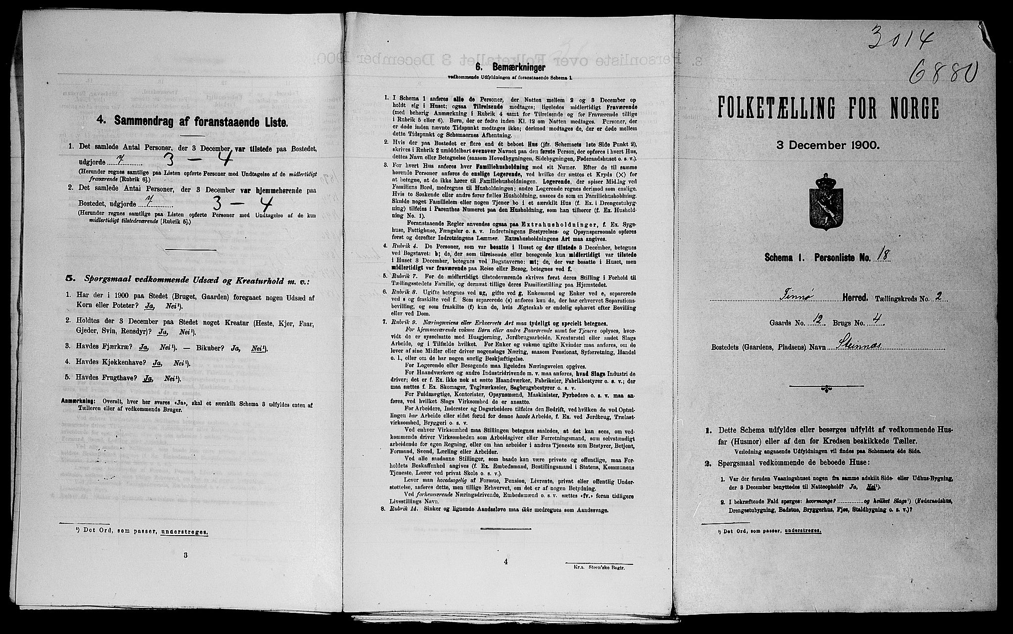 SAST, 1900 census for Finnøy, 1900, p. 38