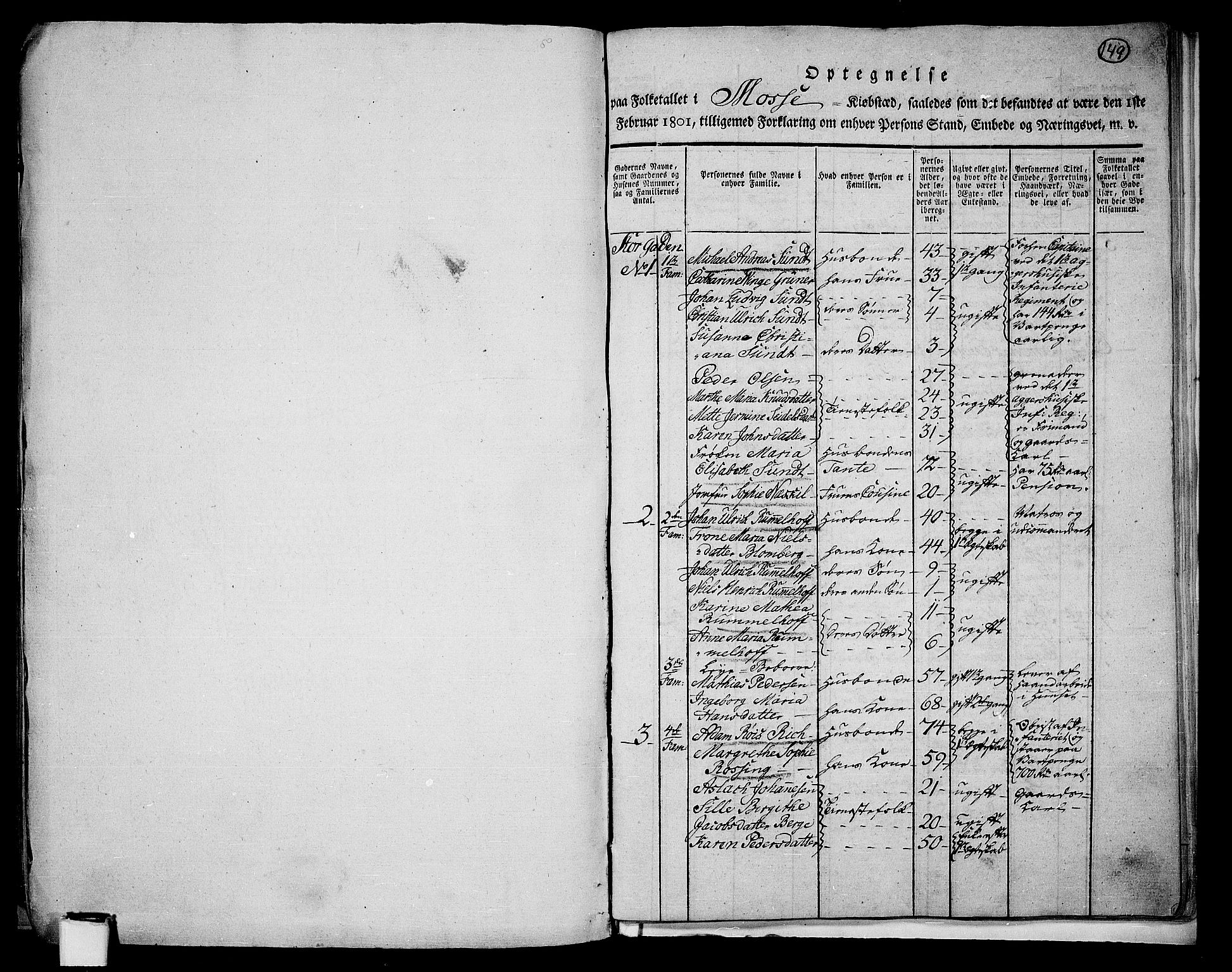 RA, 1801 census for 0104P Moss, 1801, p. 148b-149a