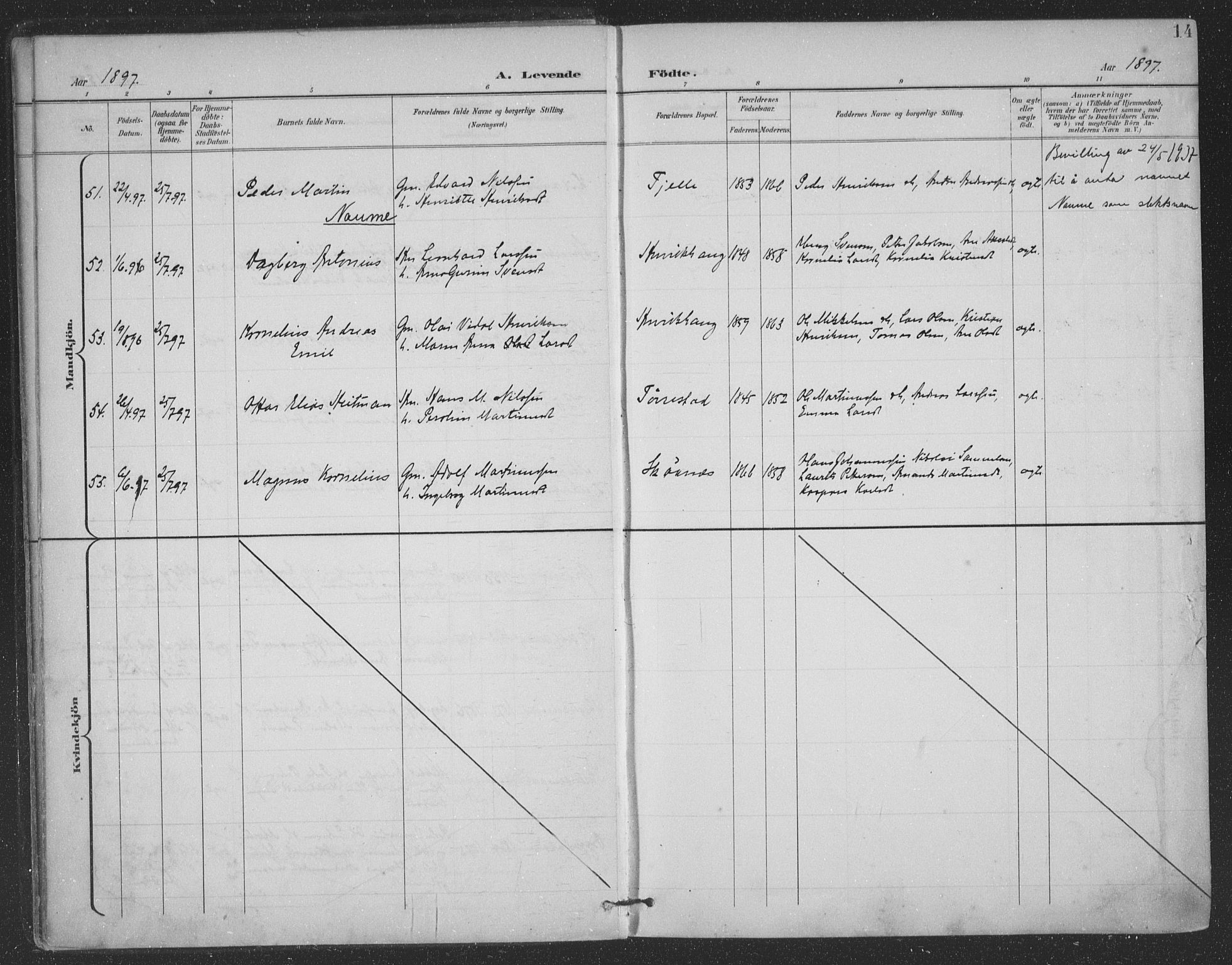 Ministerialprotokoller, klokkerbøker og fødselsregistre - Nordland, SAT/A-1459/863/L0899: Parish register (official) no. 863A11, 1897-1906, p. 14