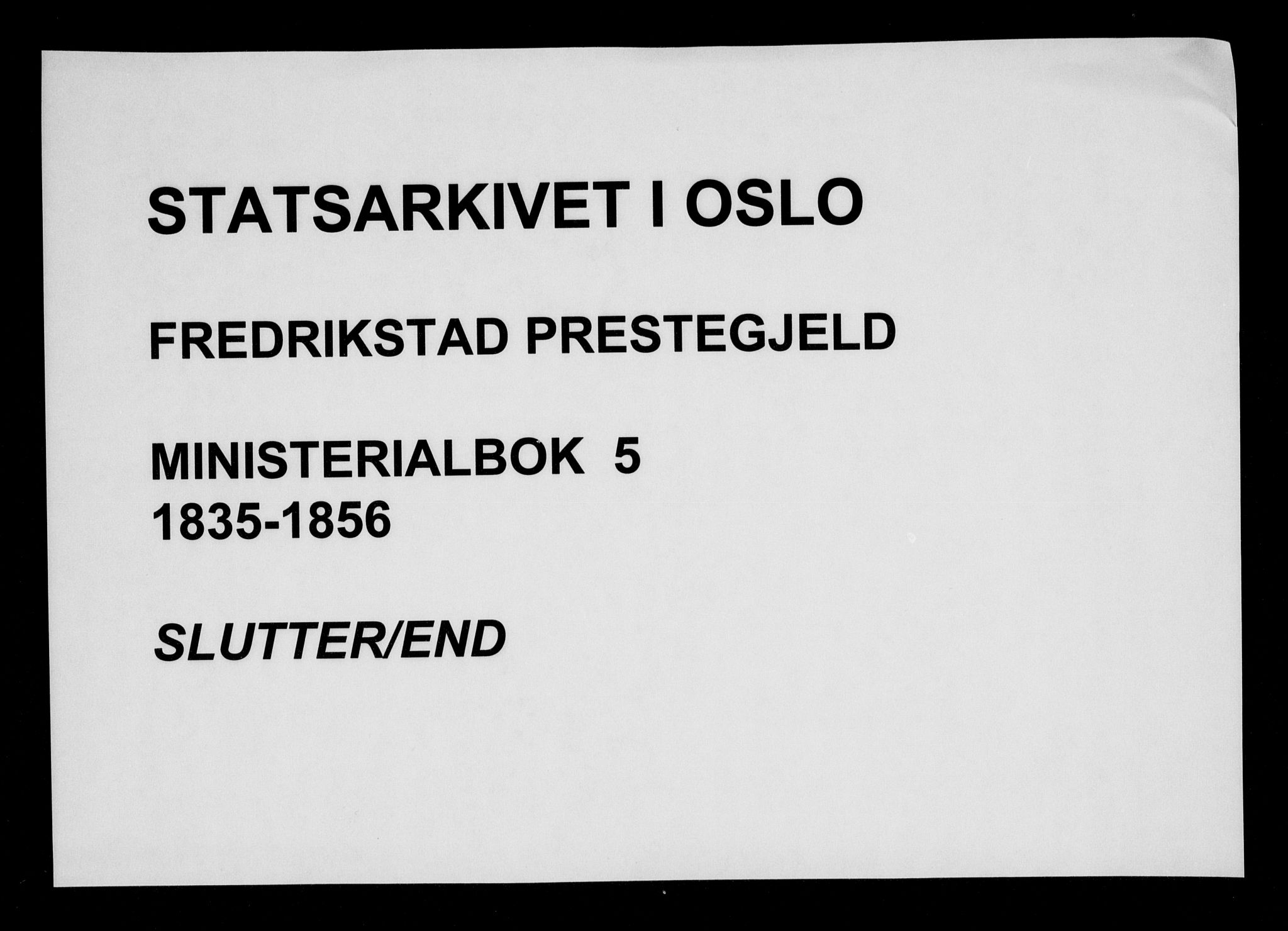 Fredrikstad prestekontor Kirkebøker, SAO/A-11082/F/Fa/L0005: Parish register (official) no. 5, 1835-1856