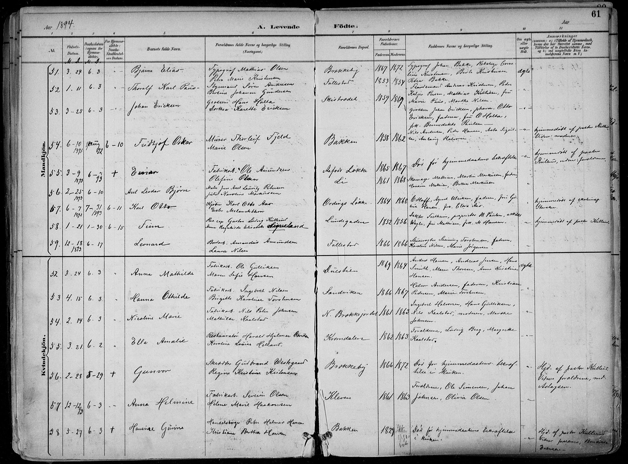 Skien kirkebøker, SAKO/A-302/F/Fa/L0010: Parish register (official) no. 10, 1891-1899, p. 61