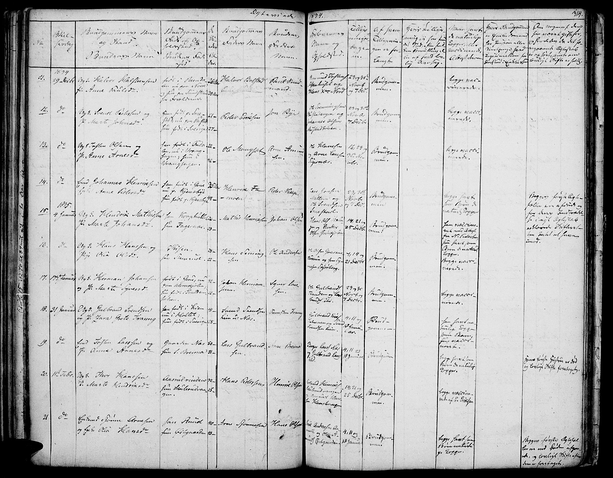 Vinger prestekontor, SAH/PREST-024/H/Ha/Haa/L0007: Parish register (official) no. 7, 1826-1839, p. 314