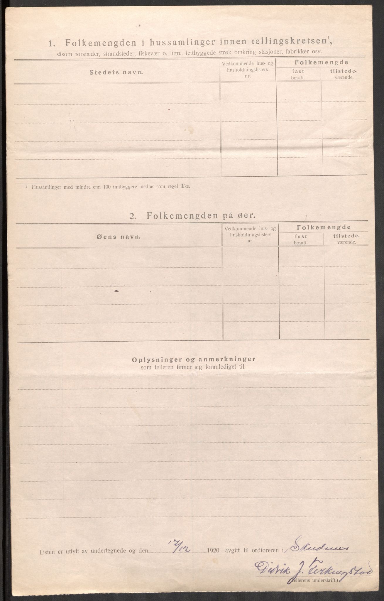 SAST, 1920 census for Skudenes, 1920, p. 35