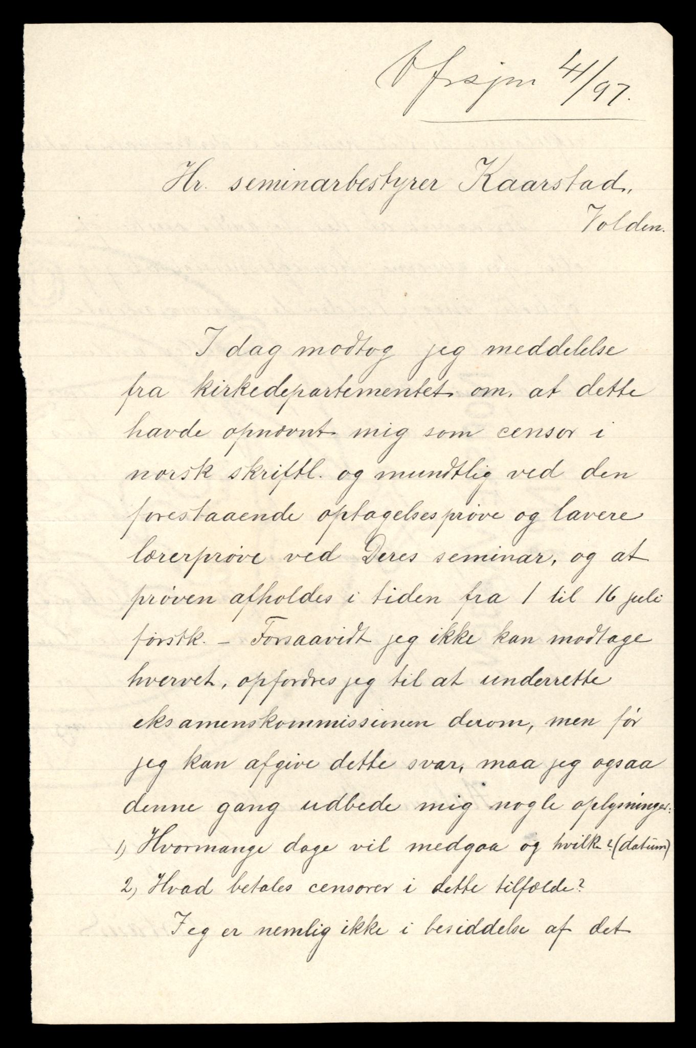 Volda Lærarskule, AV/SAT-A-5184/D/Da/L0040: Saksarkiv, 1897-1899, p. 39