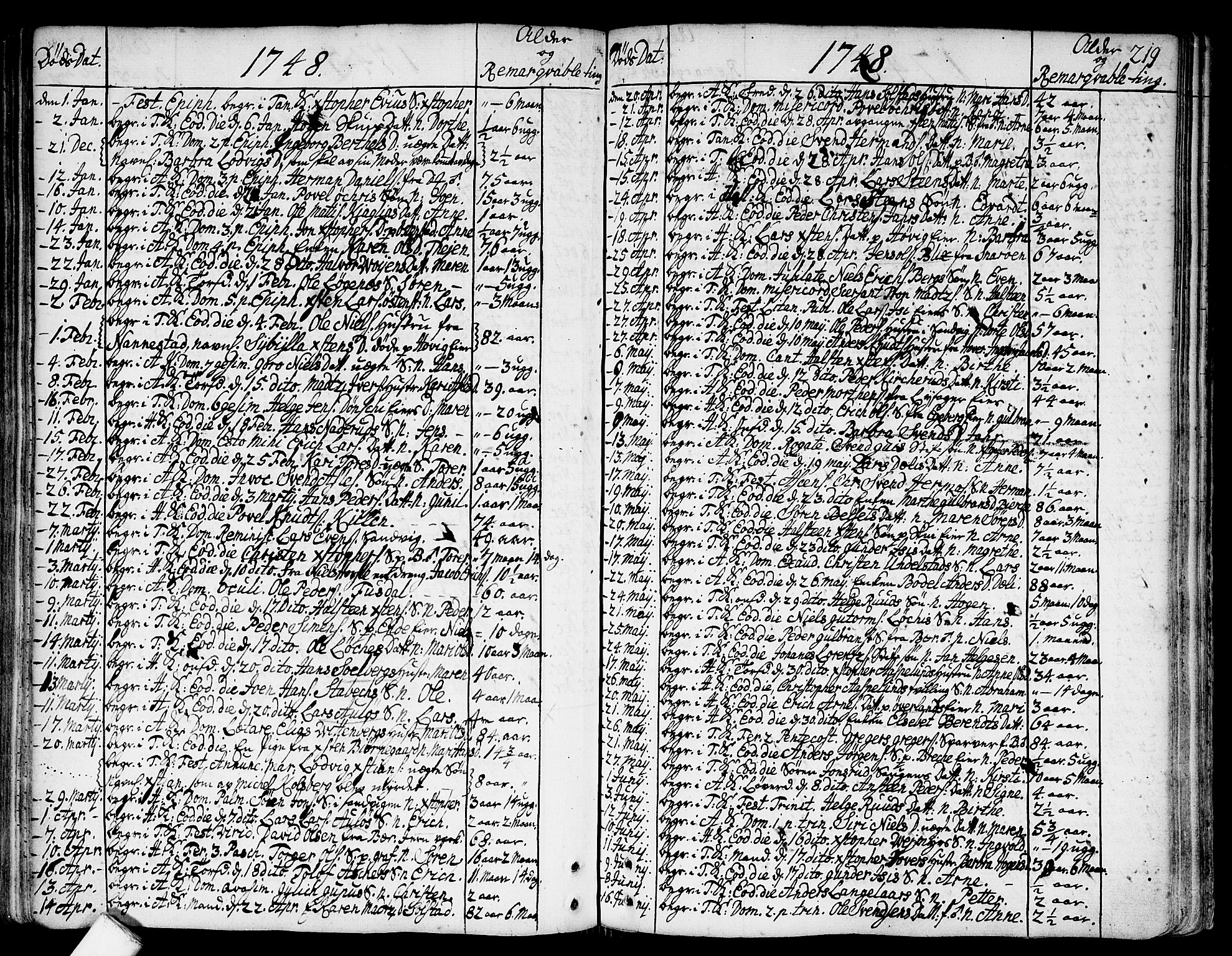 Asker prestekontor Kirkebøker, SAO/A-10256a/F/Fa/L0002: Parish register (official) no. I 2, 1733-1766, p. 219
