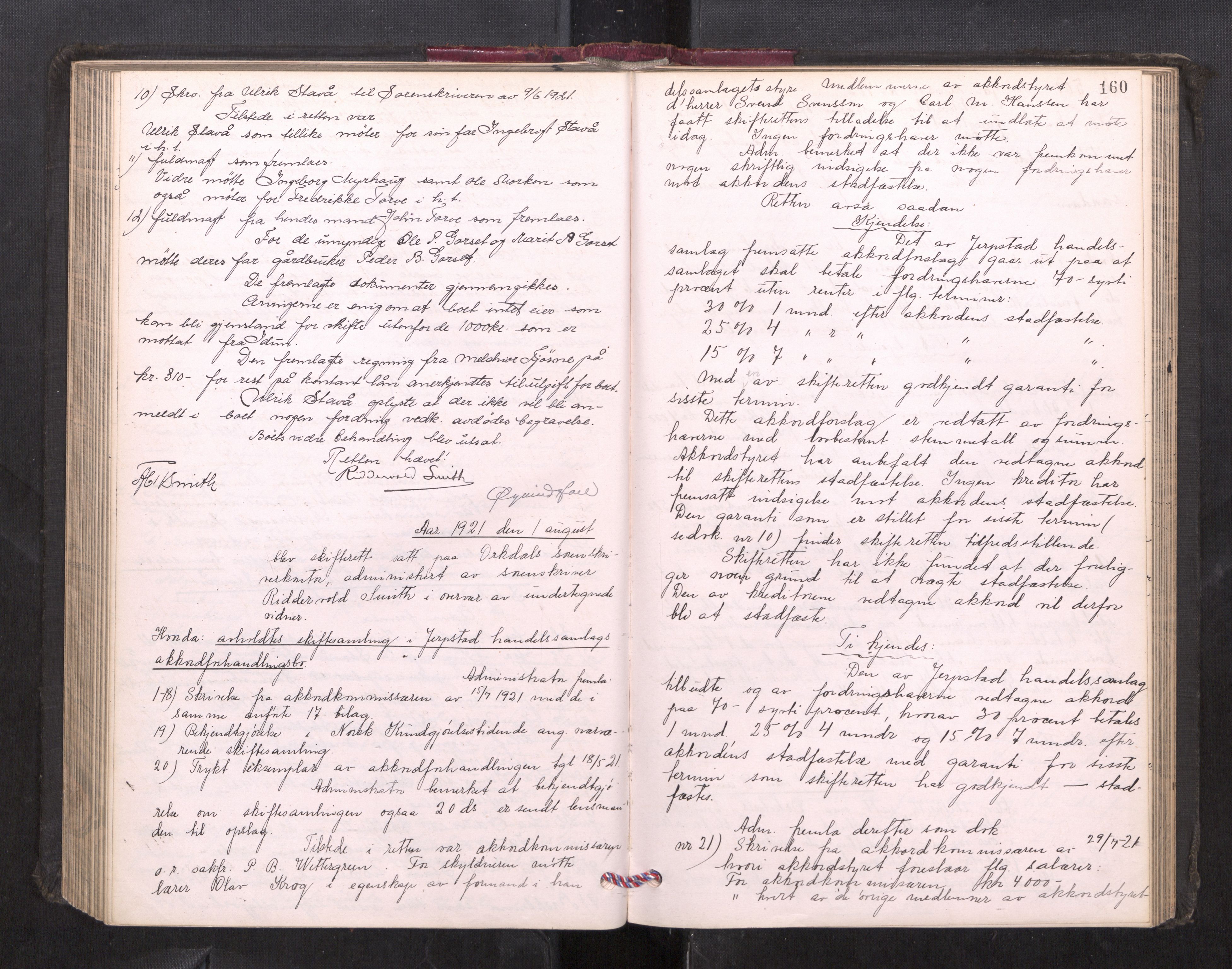 Orkdal sorenskriveri, AV/SAT-A-4169/1/3/3B/L0013: Skiftebehandlingsprotokoll, 1914-1925, p. 159b-160a