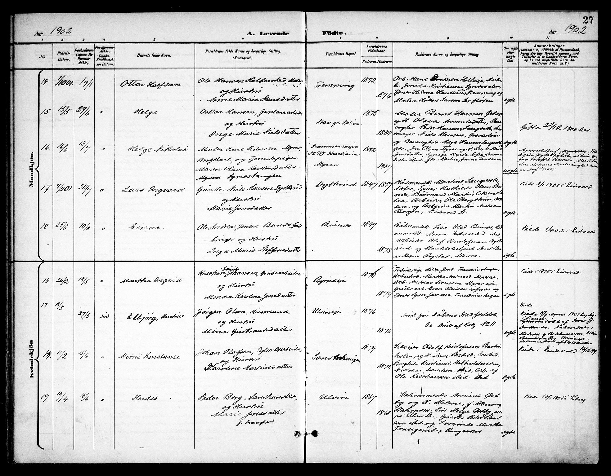 Eidsvoll prestekontor Kirkebøker, AV/SAO-A-10888/F/Fb/L0003: Parish register (official) no. II 3, 1898-1909, p. 27