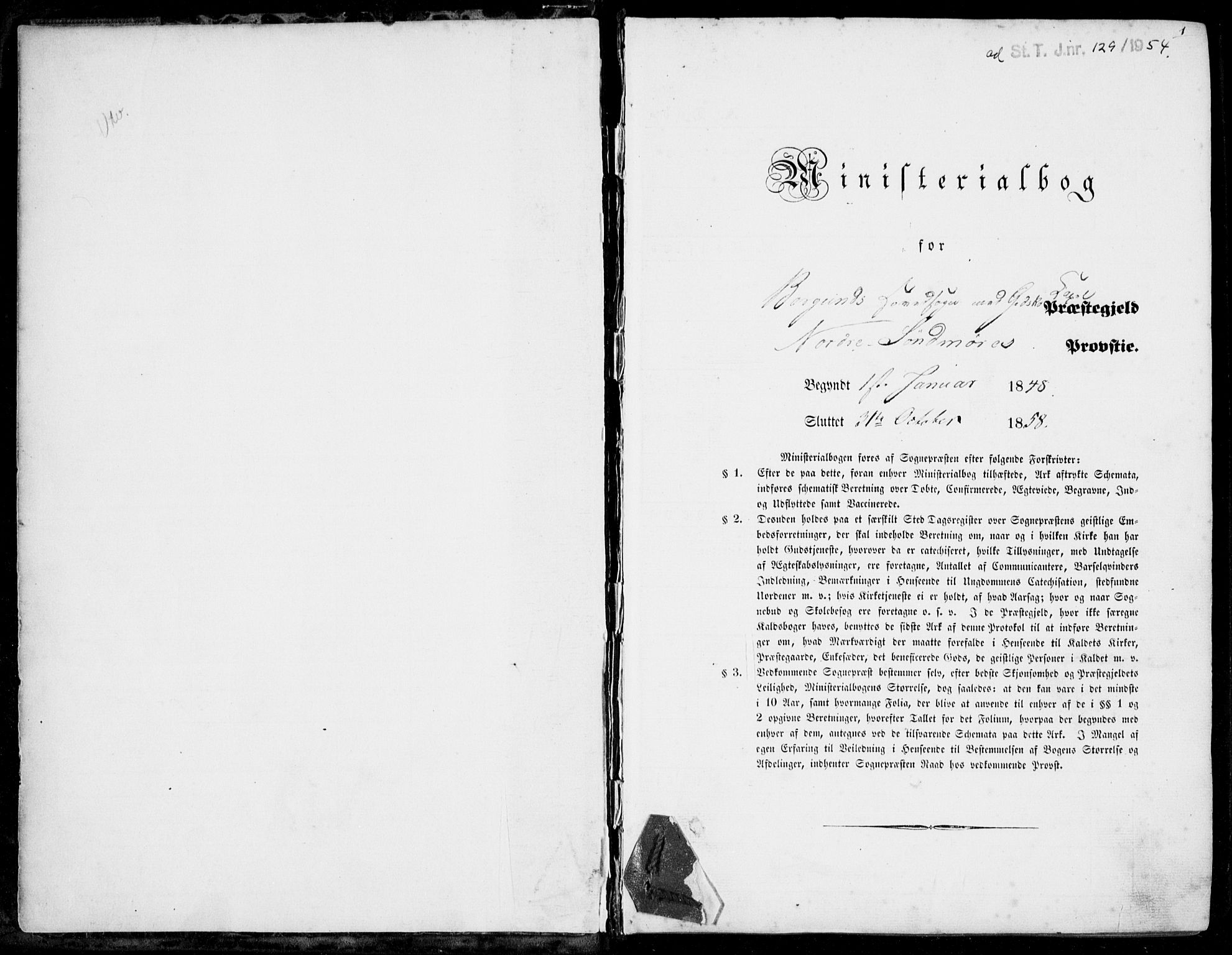 Ministerialprotokoller, klokkerbøker og fødselsregistre - Møre og Romsdal, AV/SAT-A-1454/528/L0397: Parish register (official) no. 528A08, 1848-1858, p. 1