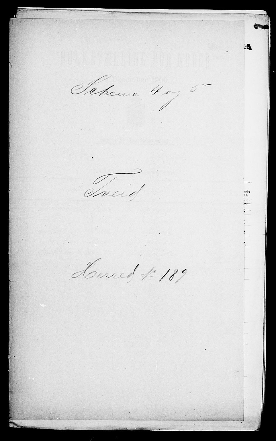 SAK, 1900 census for Tveit, 1900, p. 1