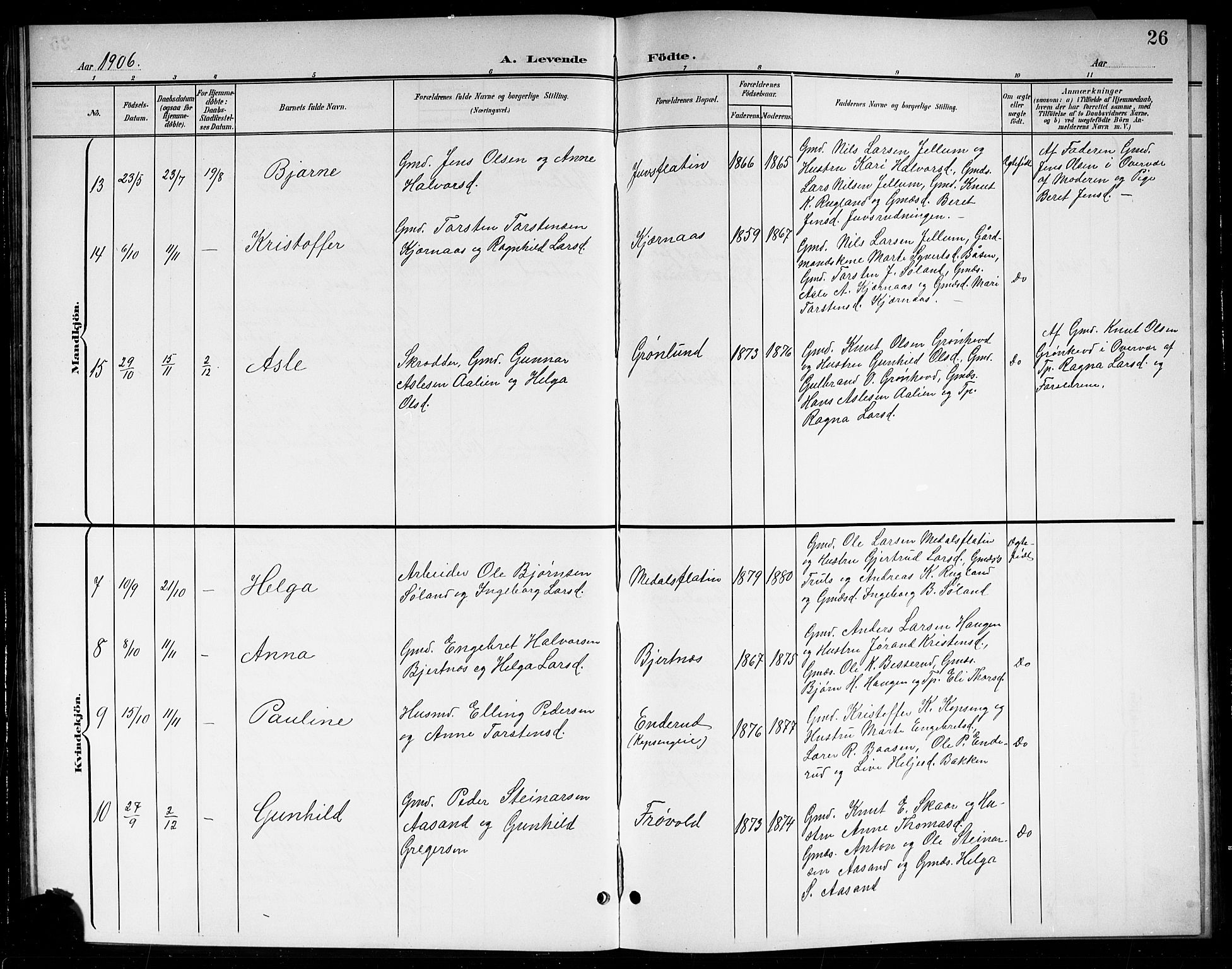 Sigdal kirkebøker, SAKO/A-245/G/Gb/L0003: Parish register (copy) no. II 3, 1901-1916, p. 26