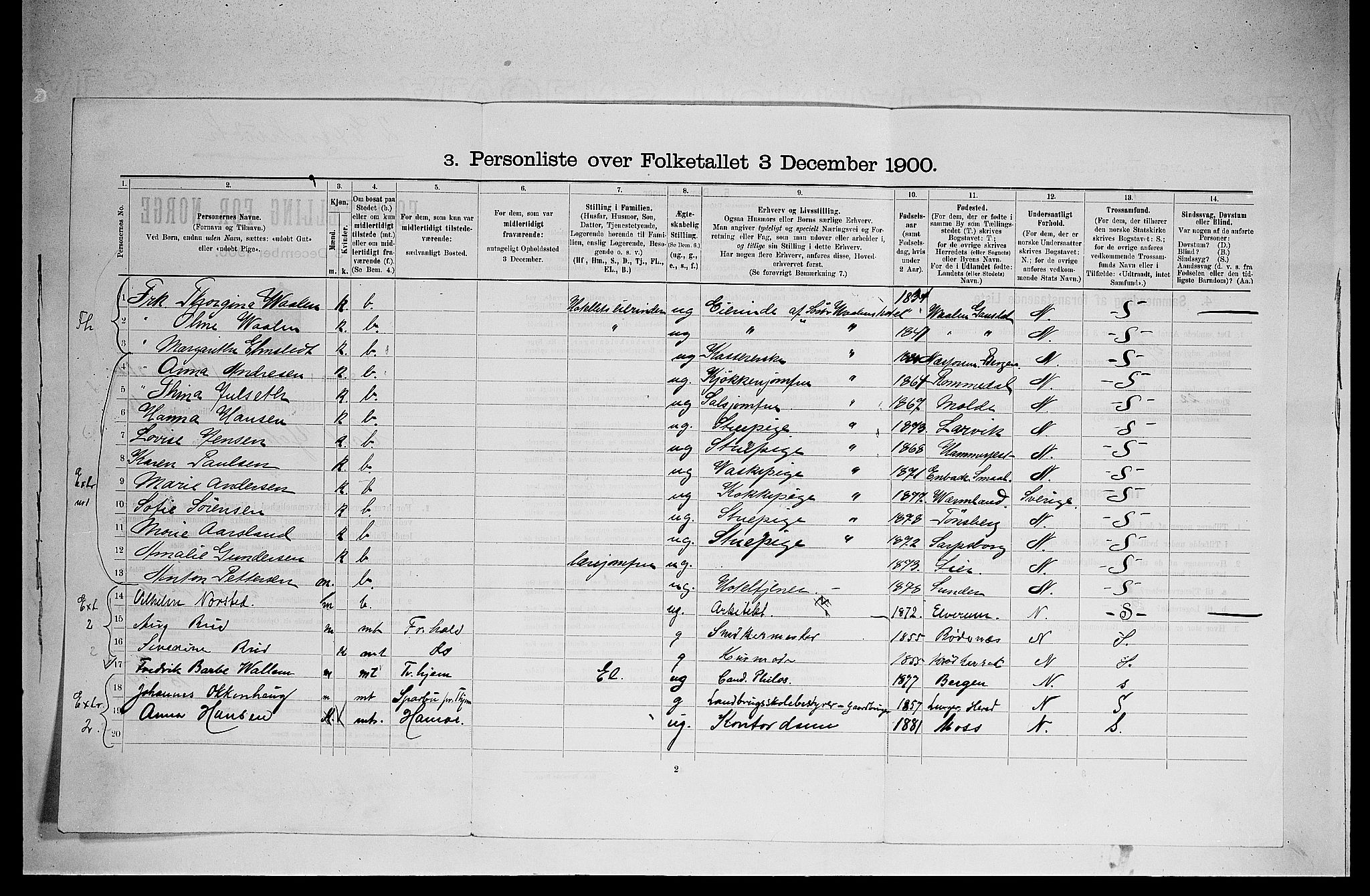 SAO, 1900 census for Kristiania, 1900, p. 11384