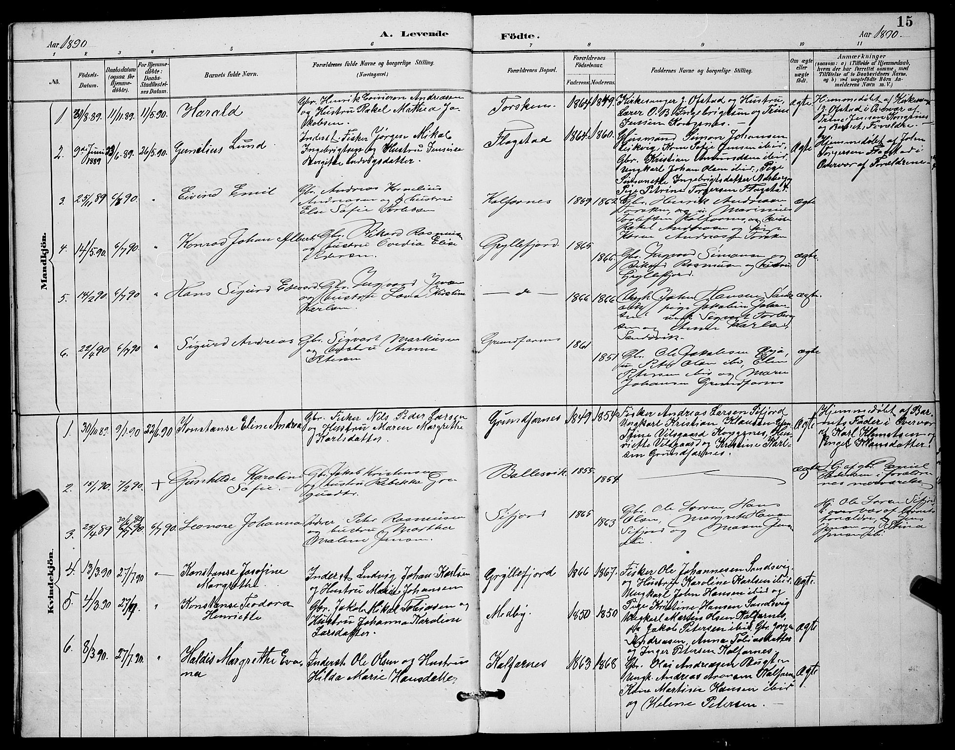 Berg sokneprestkontor, AV/SATØ-S-1318/G/Ga/Gab/L0012klokker: Parish register (copy) no. 12, 1887-1902, p. 15