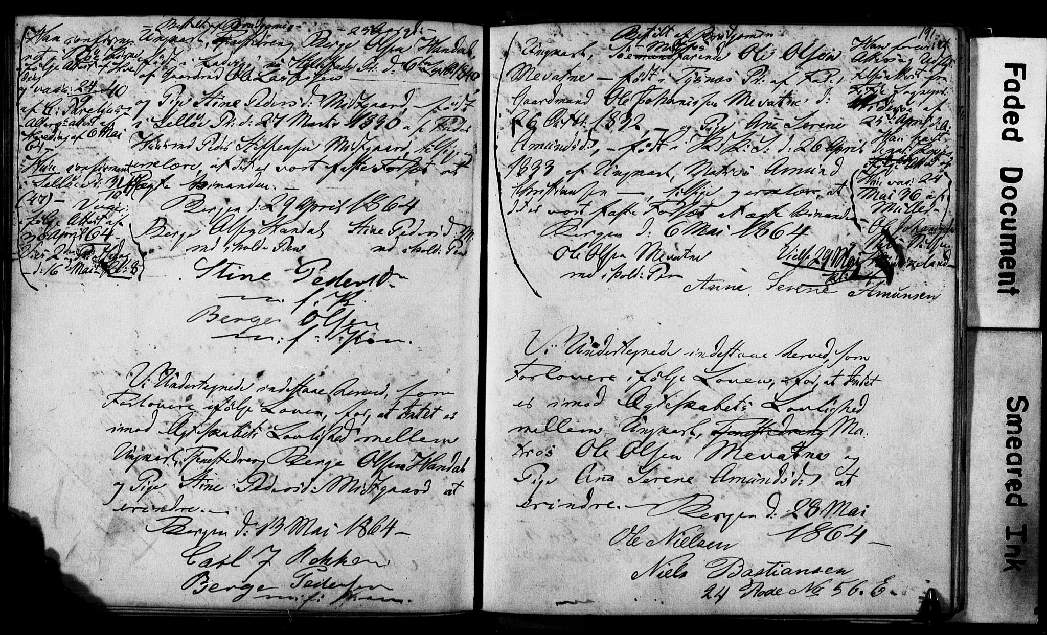 Korskirken sokneprestembete, AV/SAB-A-76101: Best man's statements no. II.5.2, 1859-1865, p. 191