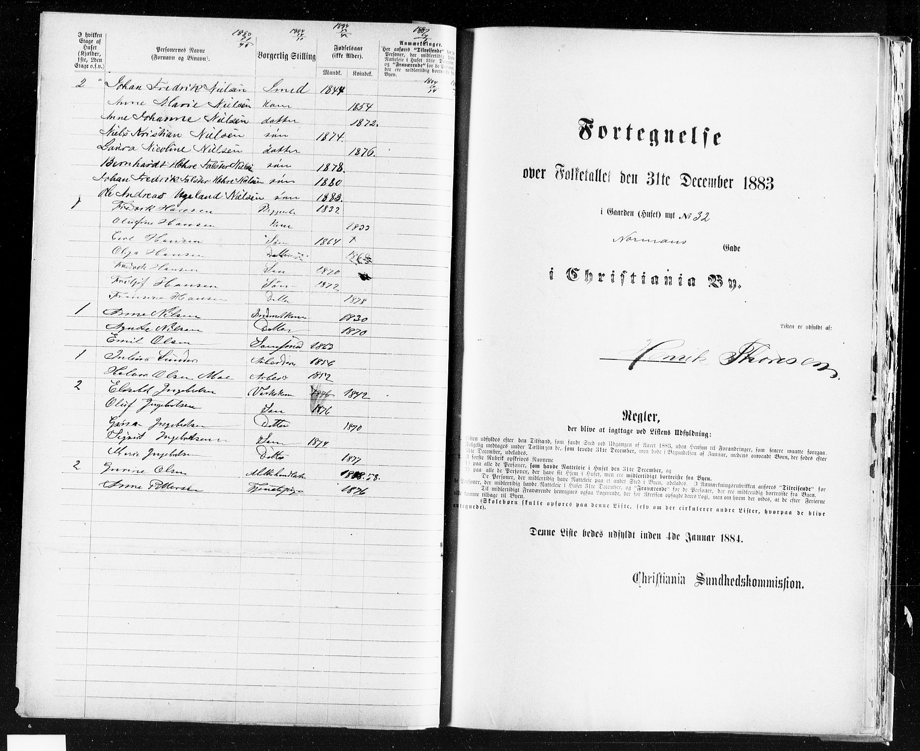 OBA, Municipal Census 1883 for Kristiania, 1883, p. 3108