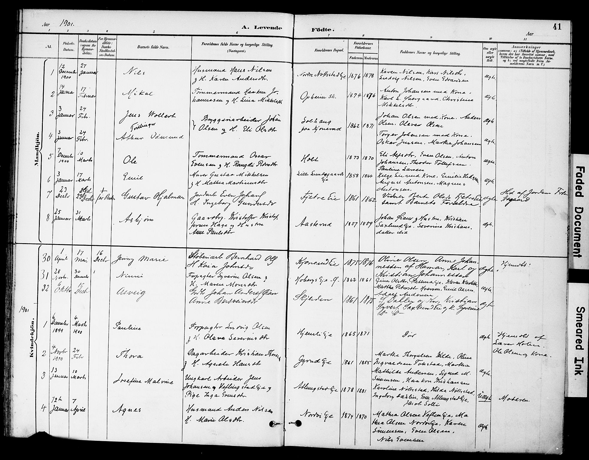 Stange prestekontor, SAH/PREST-002/K/L0021: Parish register (official) no. 21, 1891-1902, p. 41