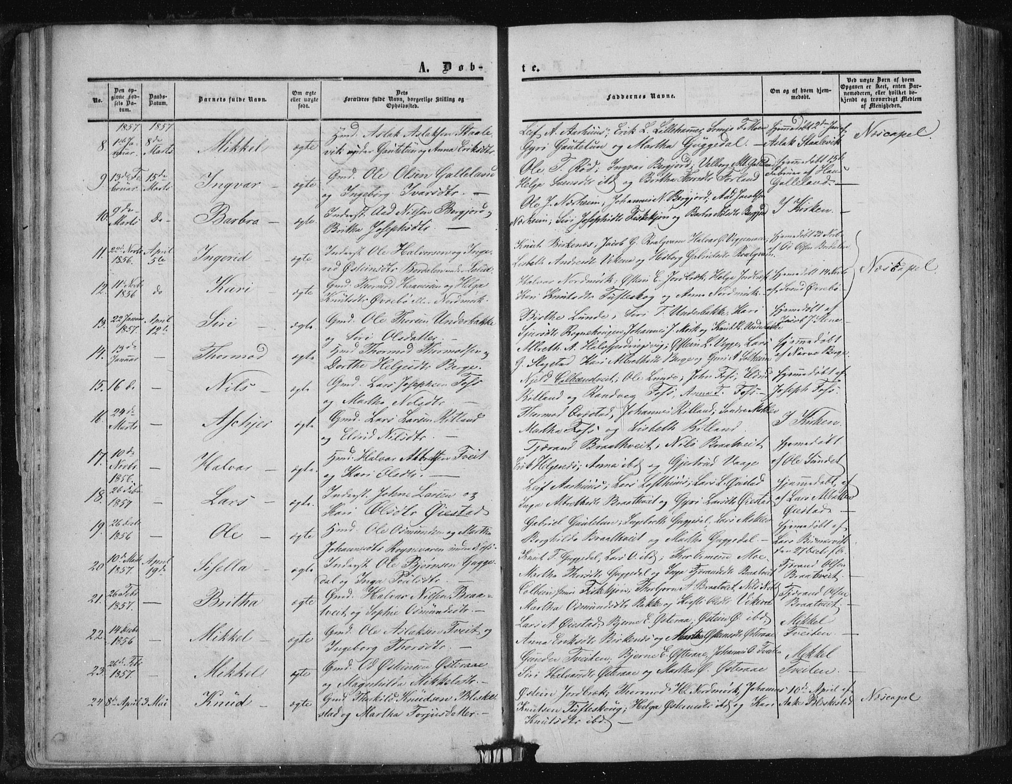 Suldal sokneprestkontor, AV/SAST-A-101845/01/IV/L0009: Parish register (official) no. A 9, 1854-1868