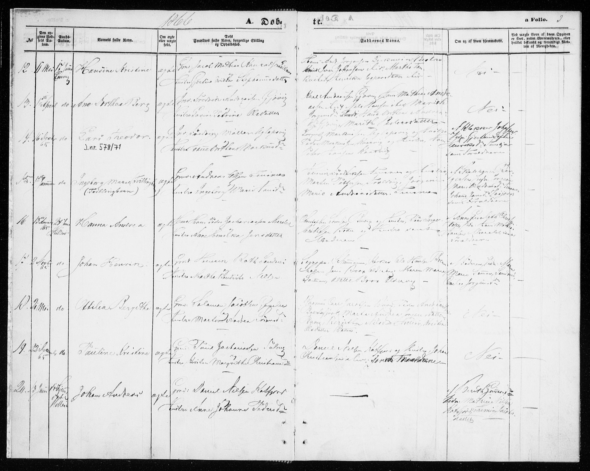 Lenvik sokneprestembete, SATØ/S-1310/H/Ha/Haa/L0009kirke: Parish register (official) no. 9, 1866-1873, p. 3