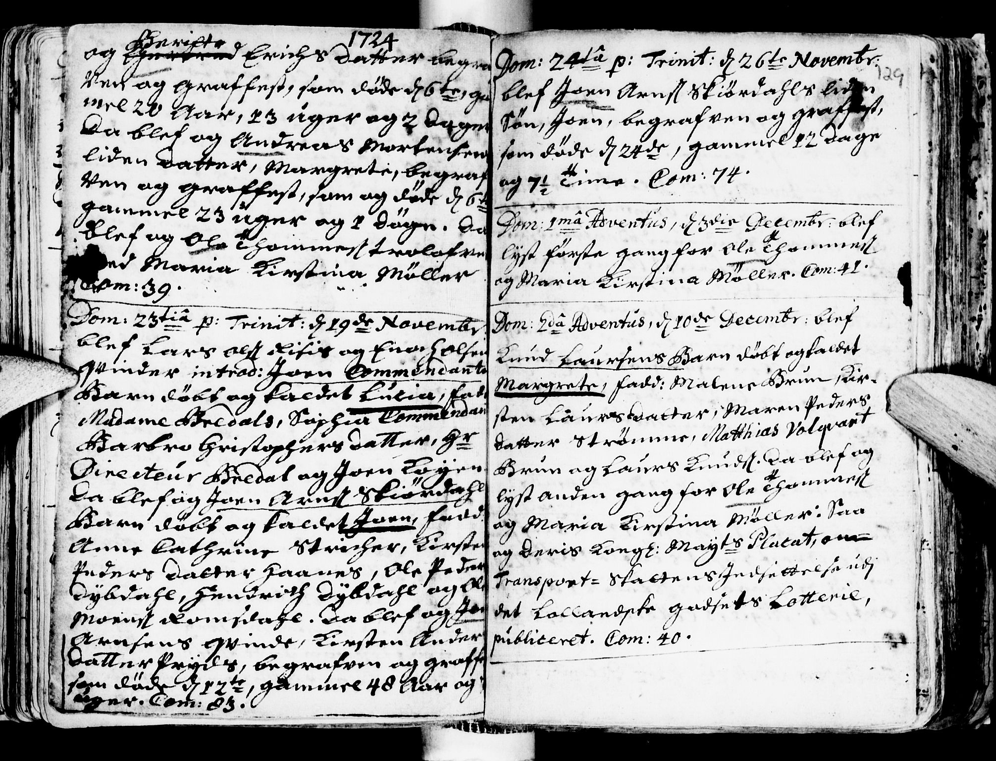 Ministerialprotokoller, klokkerbøker og fødselsregistre - Sør-Trøndelag, SAT/A-1456/681/L0924: Parish register (official) no. 681A02, 1720-1731, p. 128-129