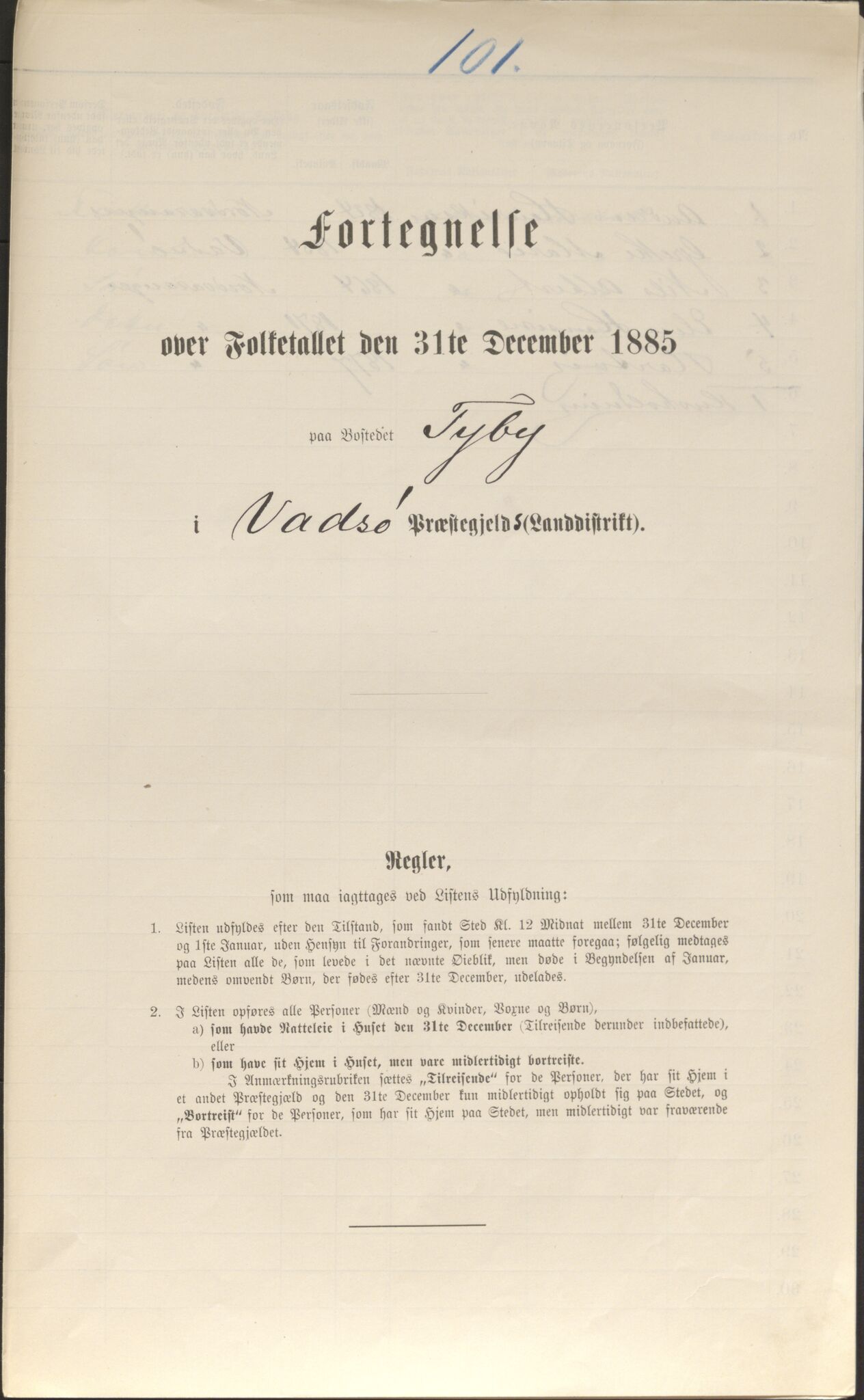 SATØ, 1885 census for 2029 Vadsø, 1885, p. 101a