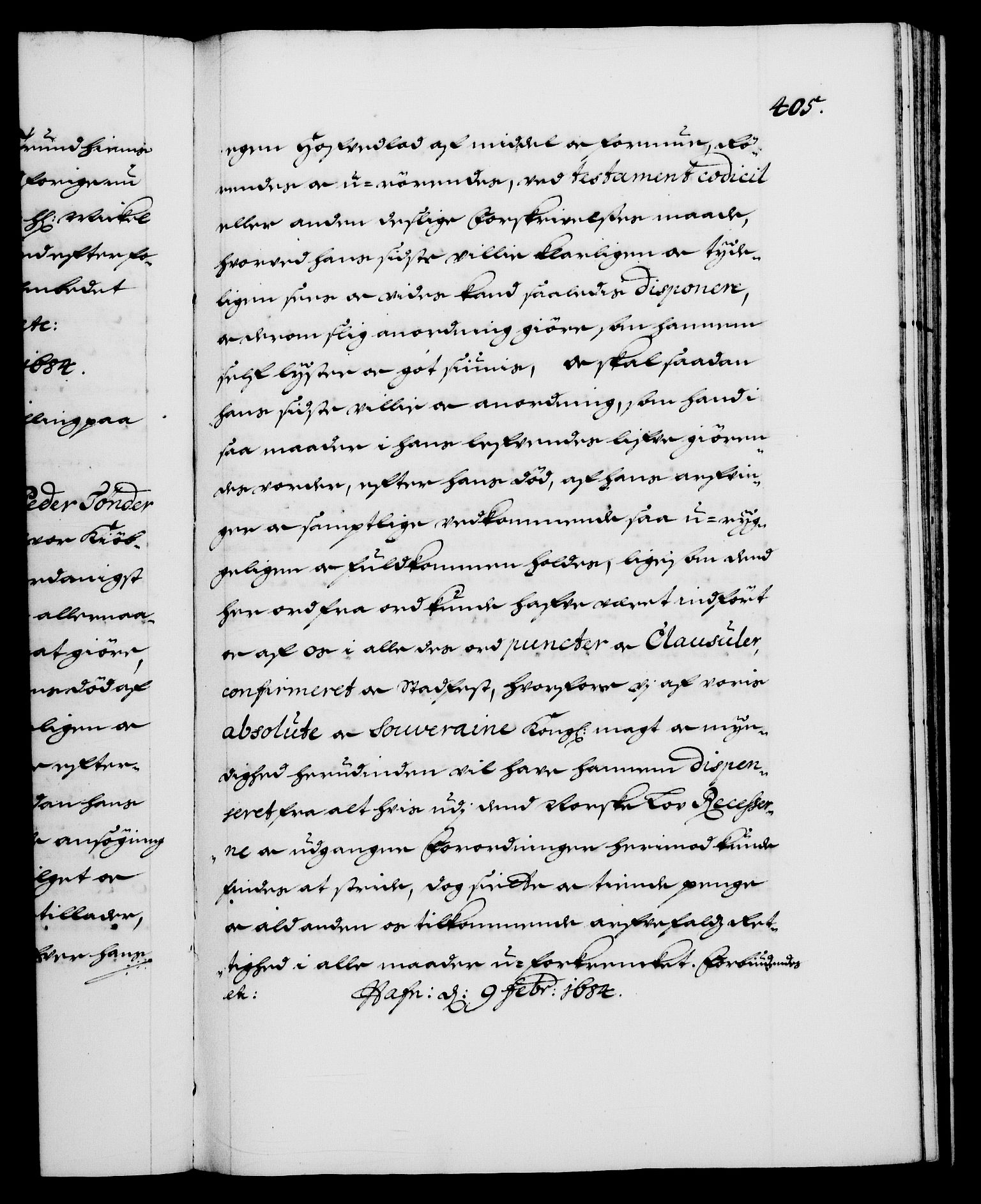 Danske Kanselli 1572-1799, RA/EA-3023/F/Fc/Fca/Fcaa/L0013: Norske registre (mikrofilm), 1681-1684, p. 405a