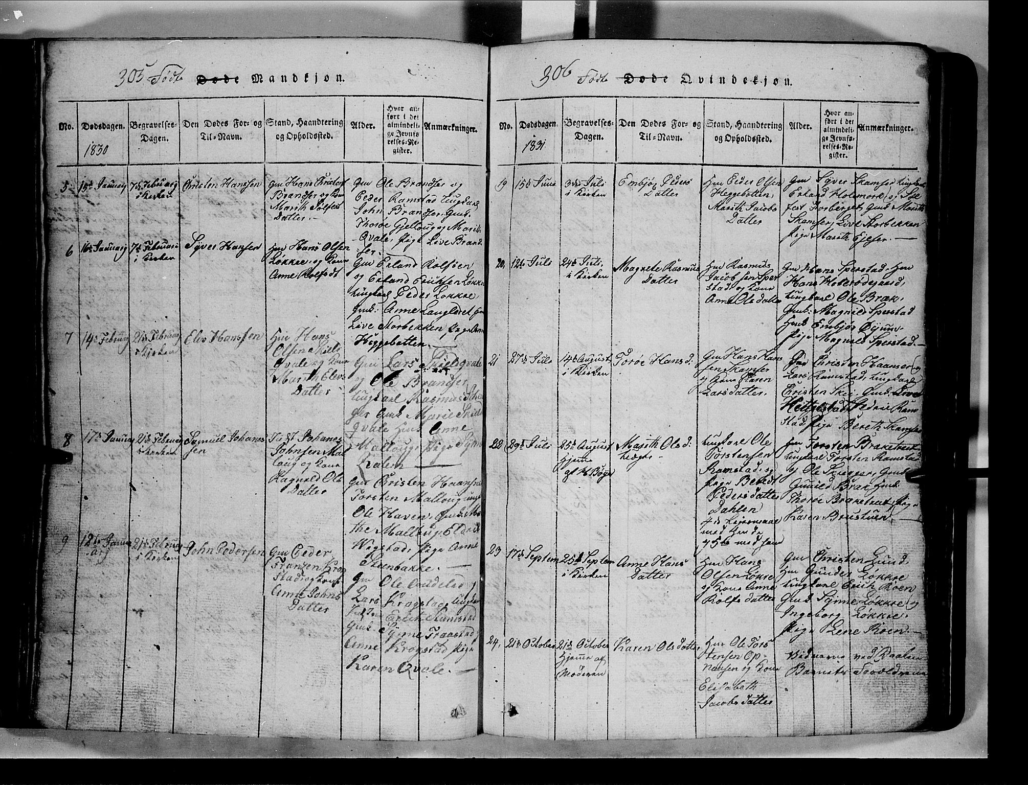 Lom prestekontor, SAH/PREST-070/L/L0003: Parish register (copy) no. 3, 1815-1844, p. 305-306