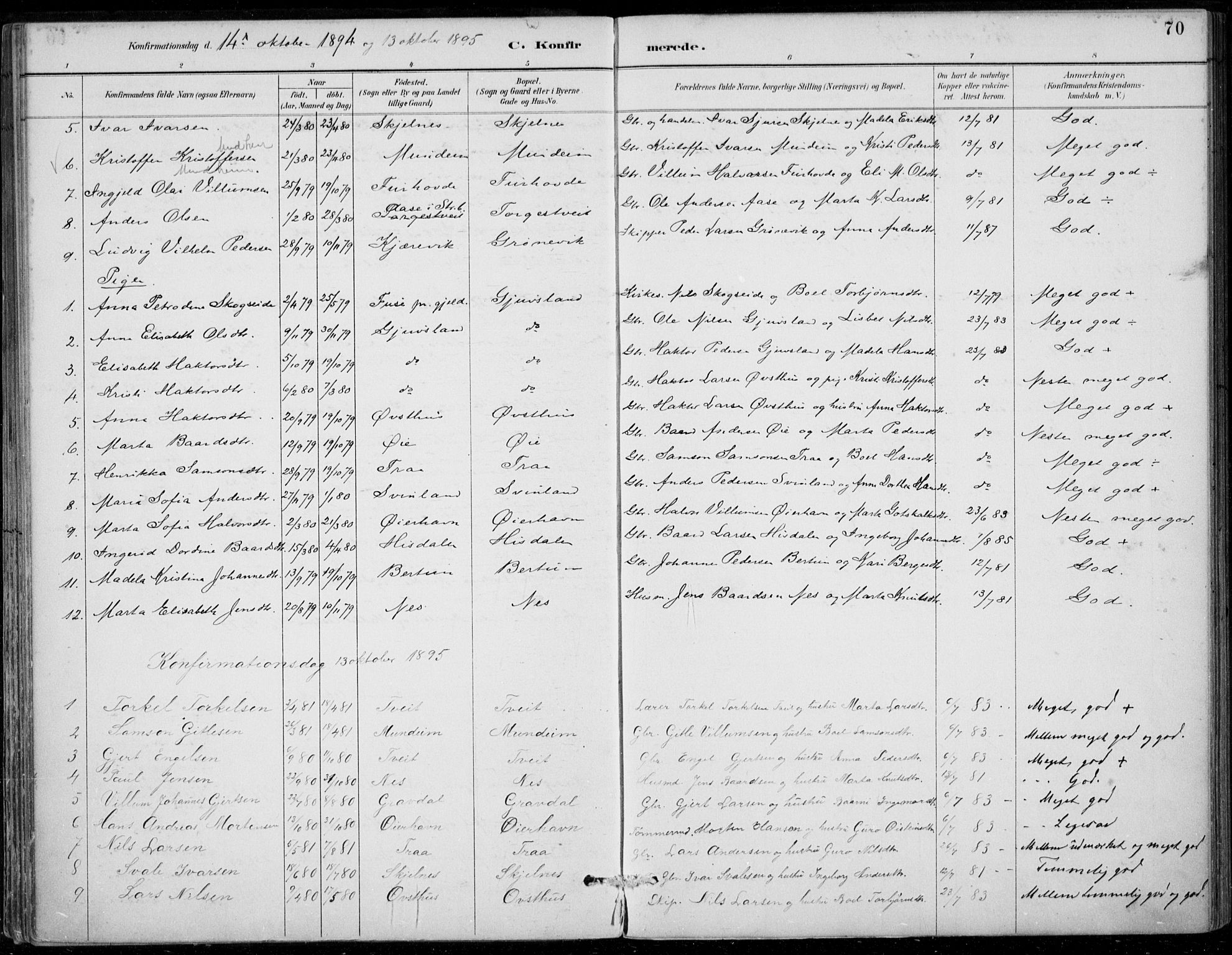 Strandebarm sokneprestembete, SAB/A-78401/H/Haa: Parish register (official) no. D  1, 1886-1912, p. 70