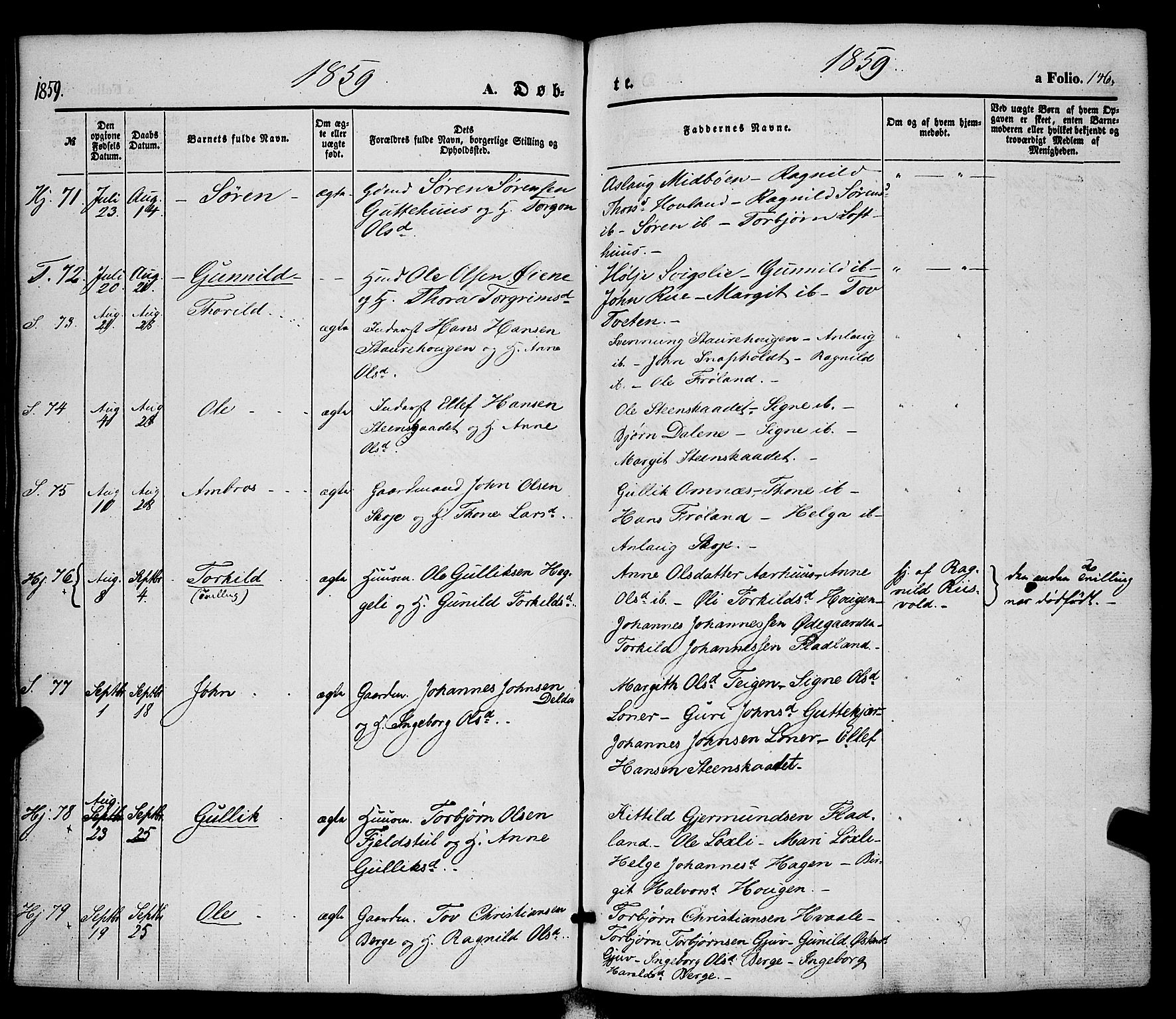 Hjartdal kirkebøker, AV/SAKO-A-270/F/Fa/L0008: Parish register (official) no. I 8, 1844-1859, p. 146