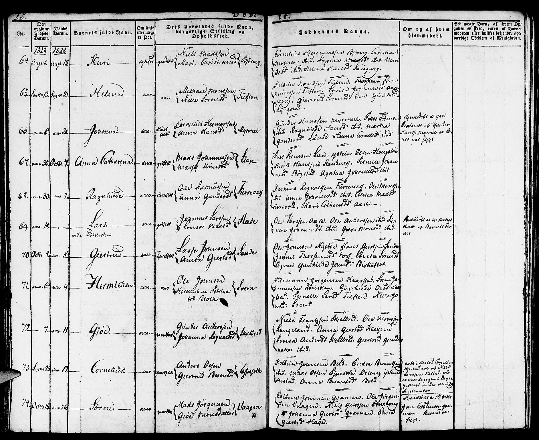 Gaular sokneprestembete, SAB/A-80001/H/Haa: Parish register (official) no. A 3, 1821-1840, p. 56