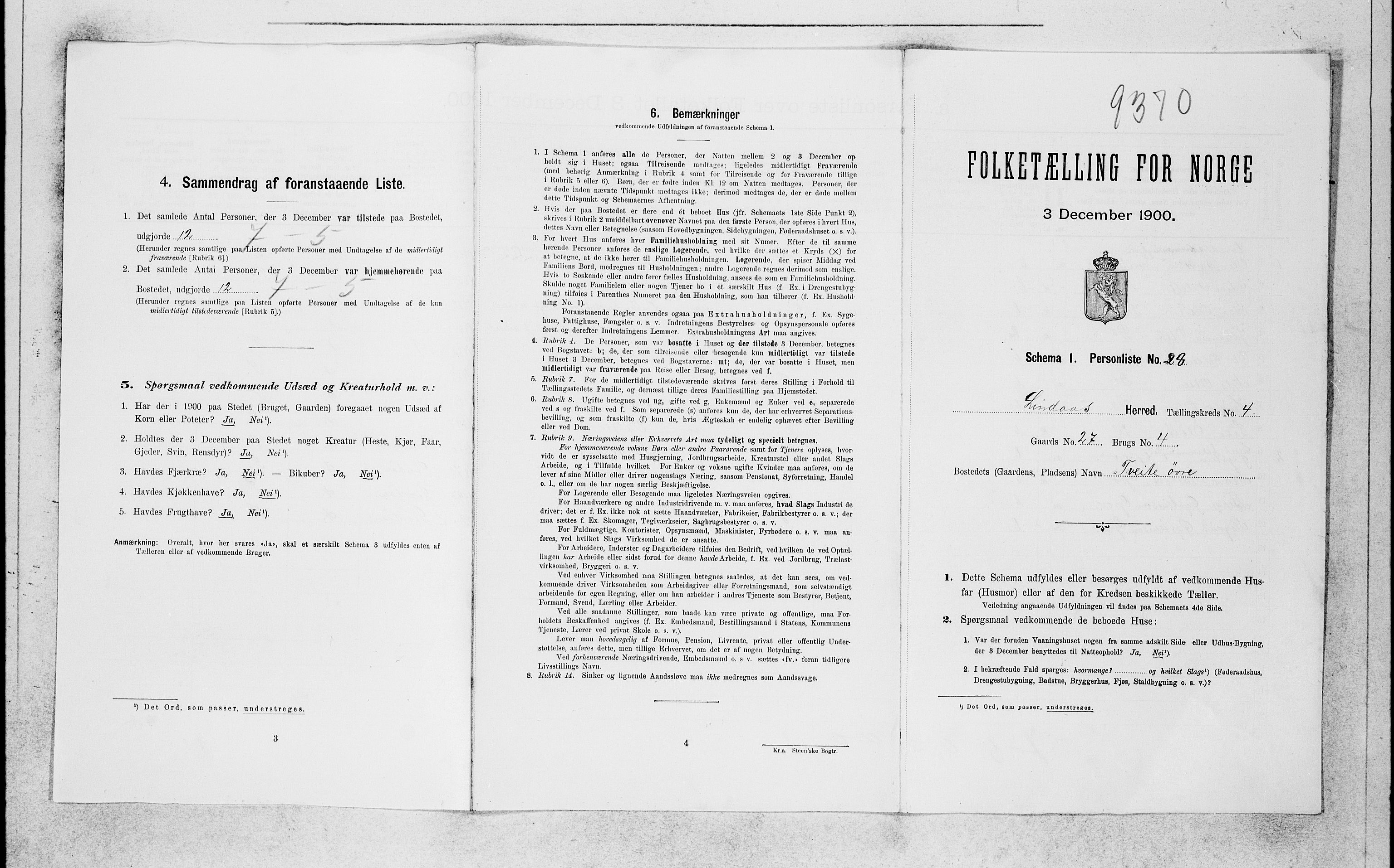 SAB, 1900 census for Lindås, 1900, p. 456