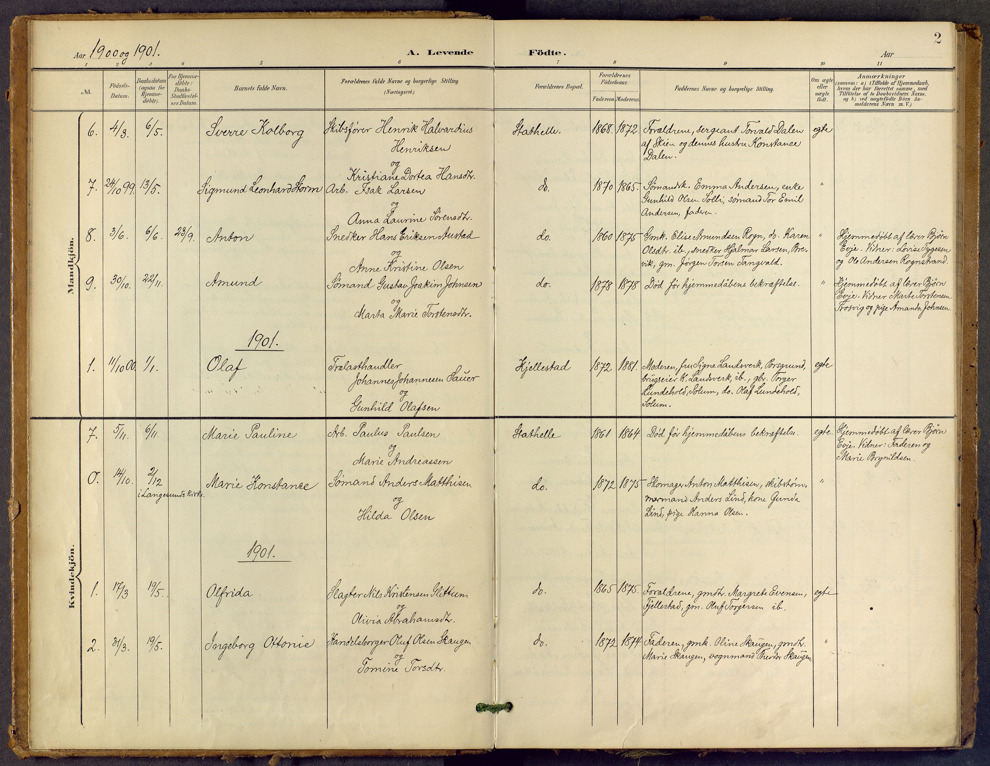 Bamble kirkebøker, SAKO/A-253/F/Fb/L0002: Parish register (official) no. II 2, 1900-1921, p. 2