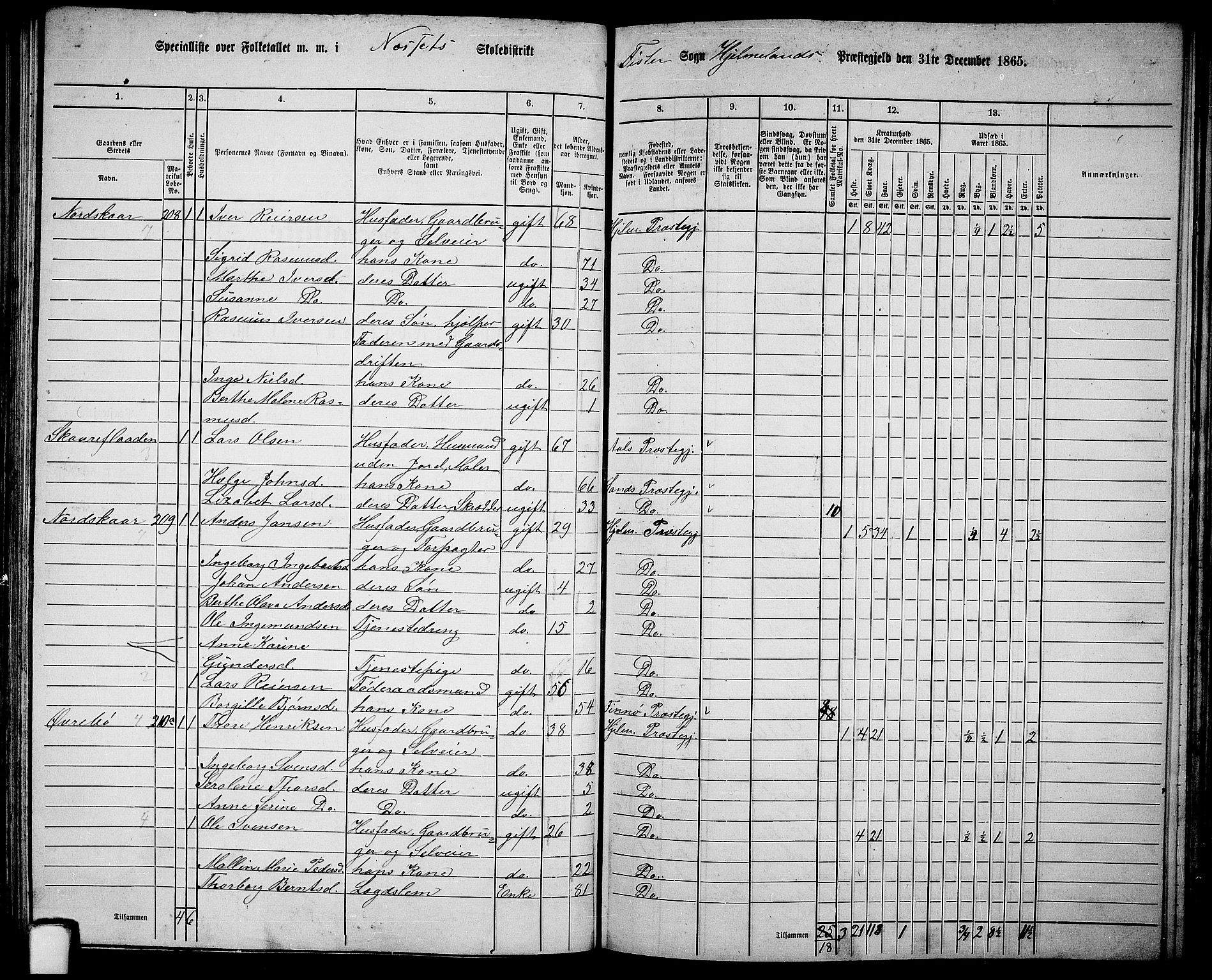 RA, 1865 census for Hjelmeland, 1865, p. 121