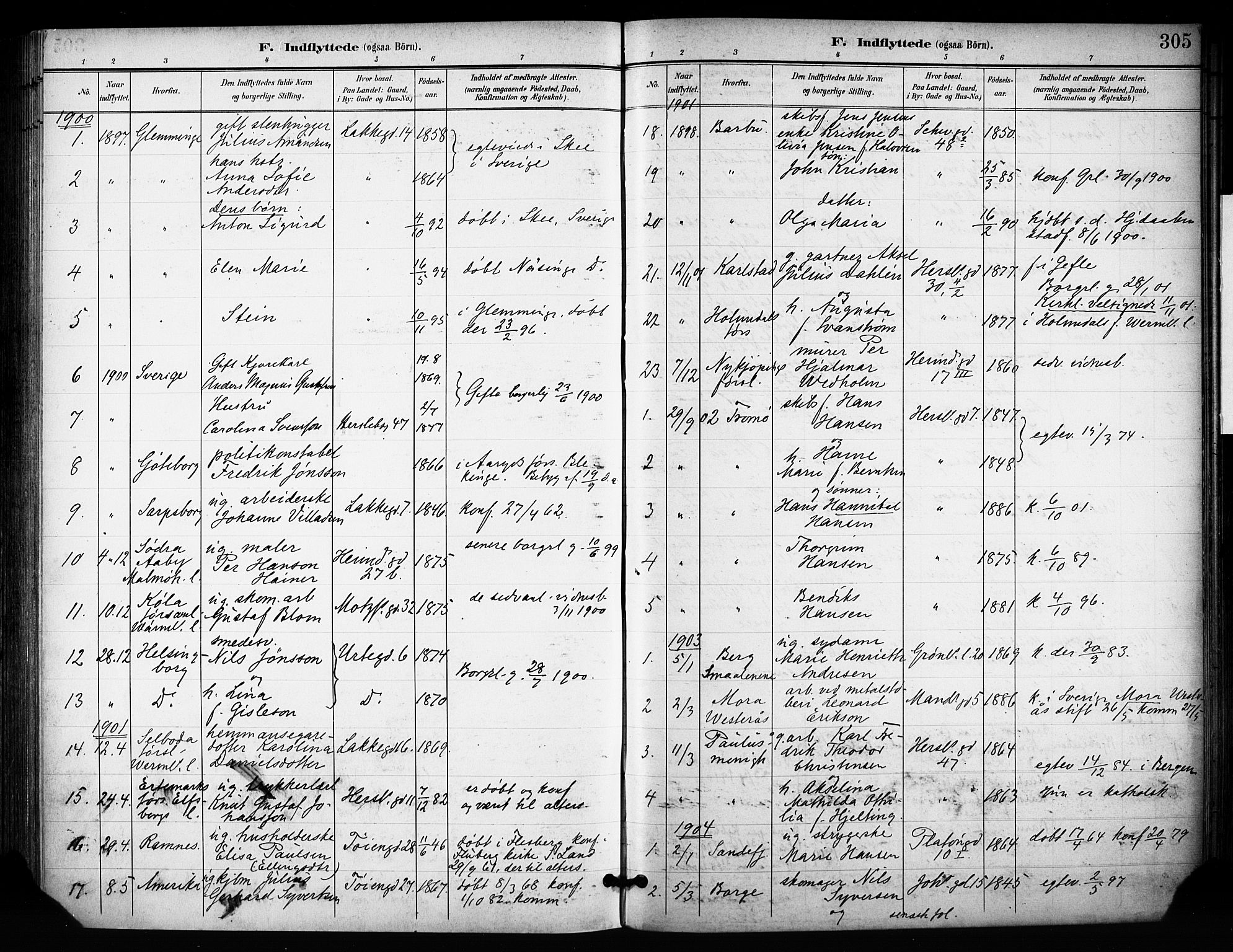 Grønland prestekontor Kirkebøker, SAO/A-10848/F/Fa/L0015: Parish register (official) no. 15, 1899-1919, p. 305