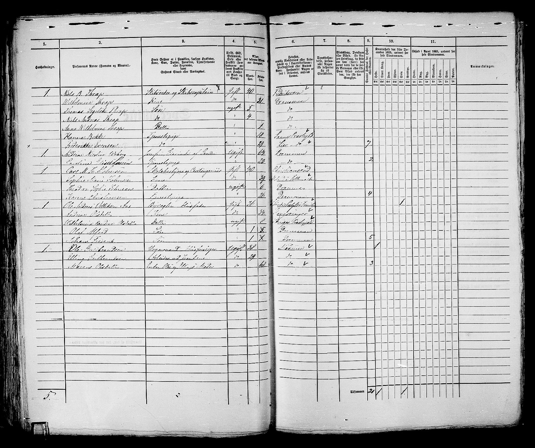 RA, 1865 census for Strømsø in Drammen, 1865, p. 138