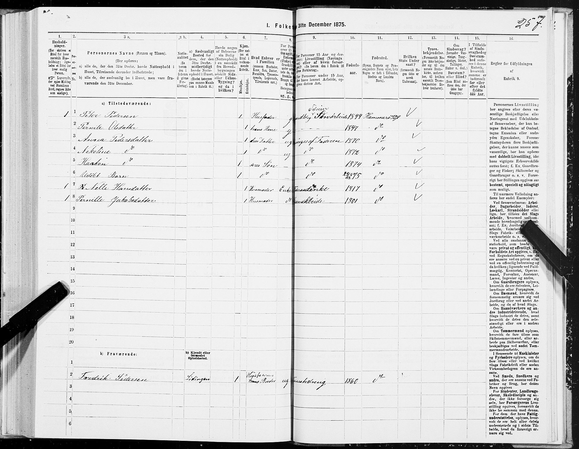 SAT, 1875 census for 1849P Hamarøy, 1875, p. 1257