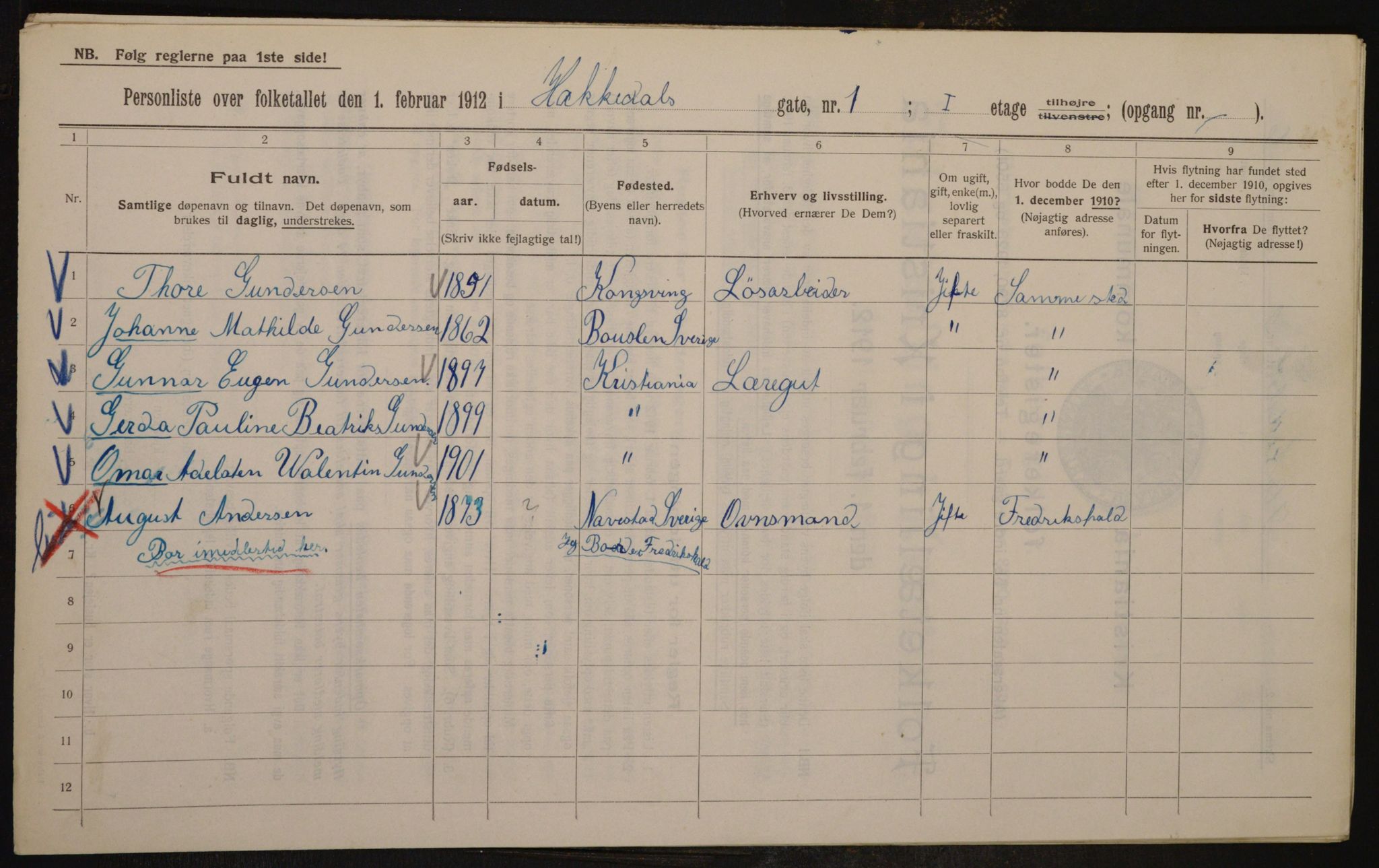 OBA, Municipal Census 1912 for Kristiania, 1912, p. 34026