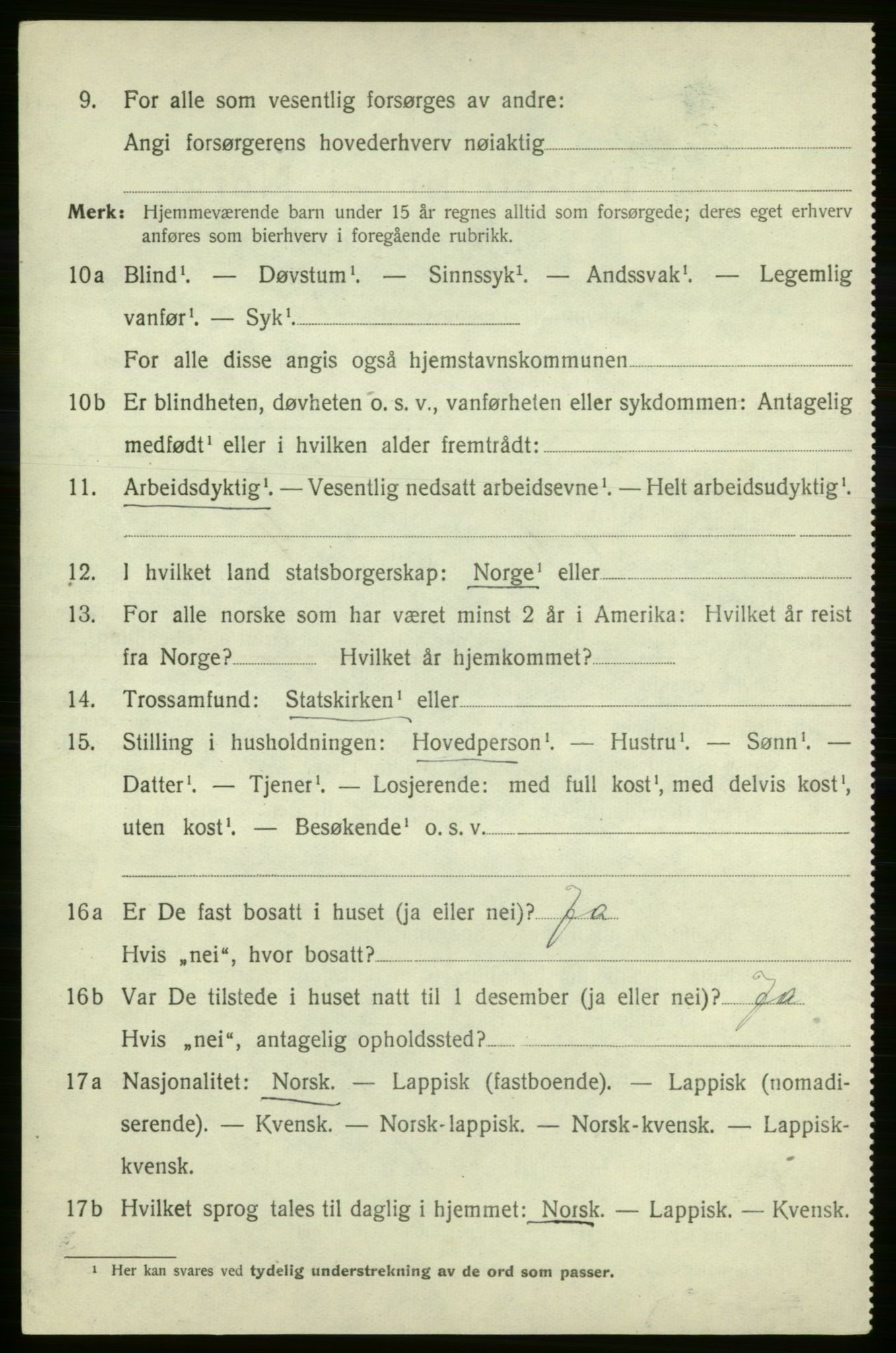 SATØ, 1920 census for Loppa, 1920, p. 857