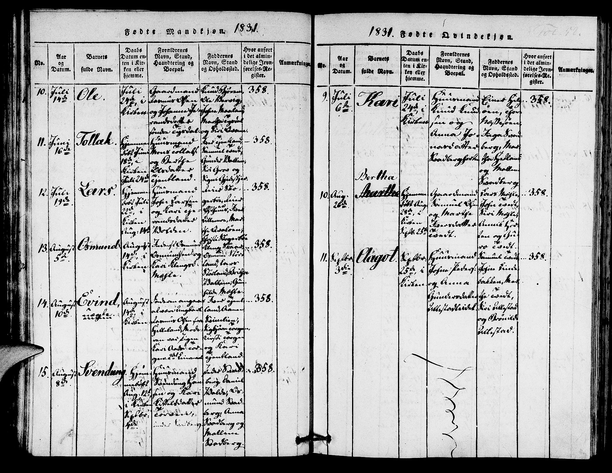 Hjelmeland sokneprestkontor, AV/SAST-A-101843/01/IV/L0005: Parish register (official) no. A 5, 1816-1841, p. 52