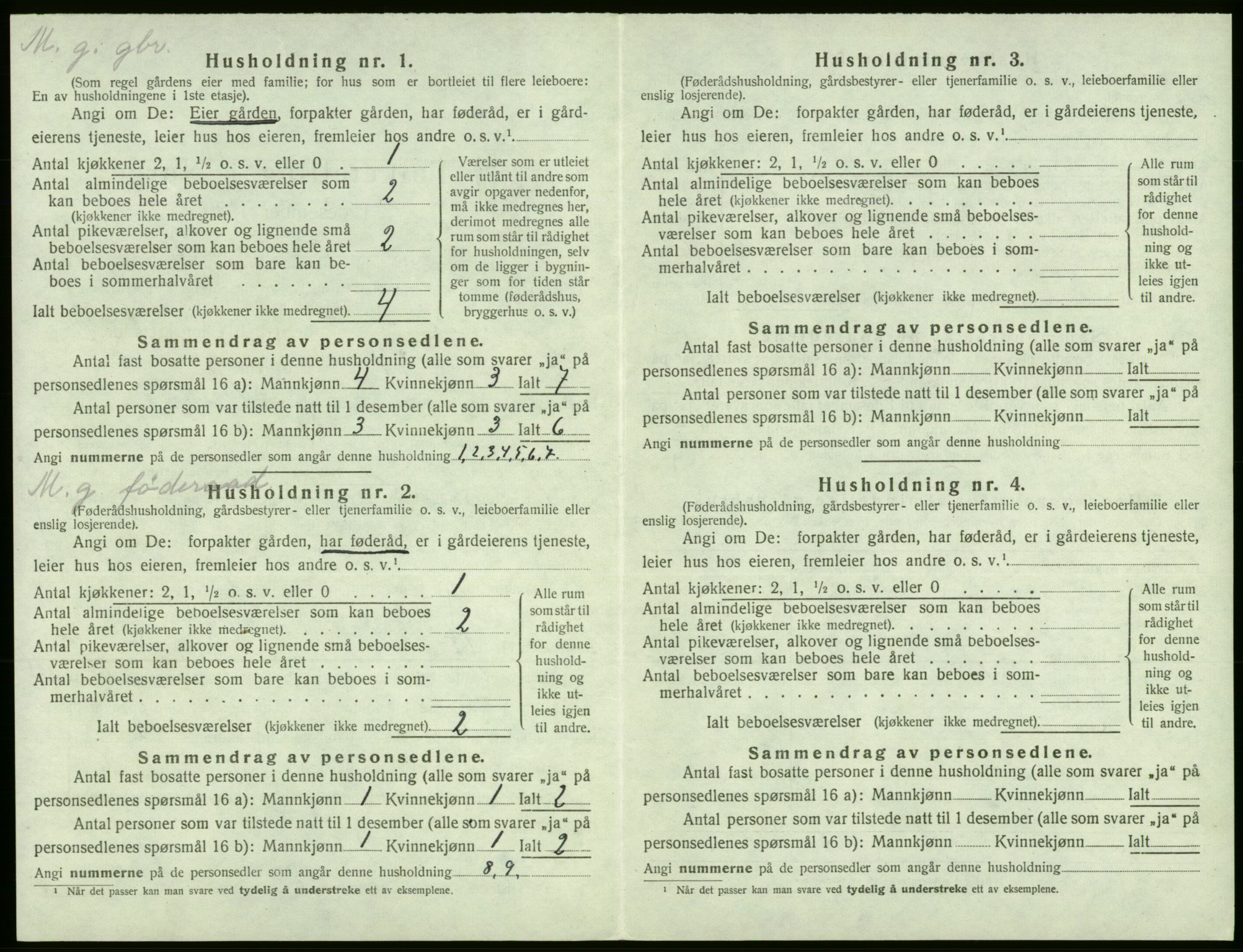 SAB, 1920 census for Jondal, 1920, p. 309