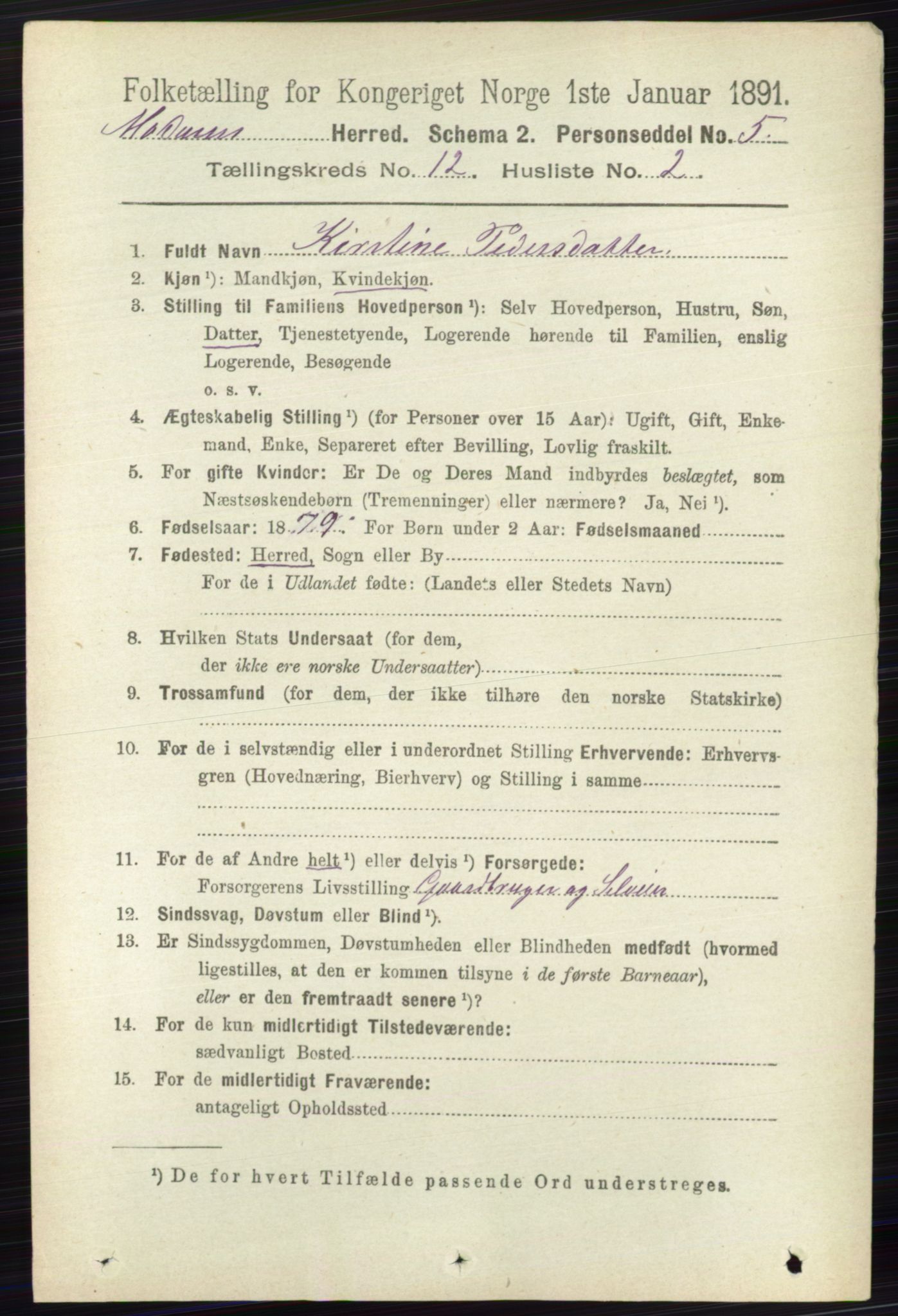 RA, 1891 census for 0623 Modum, 1891, p. 4467