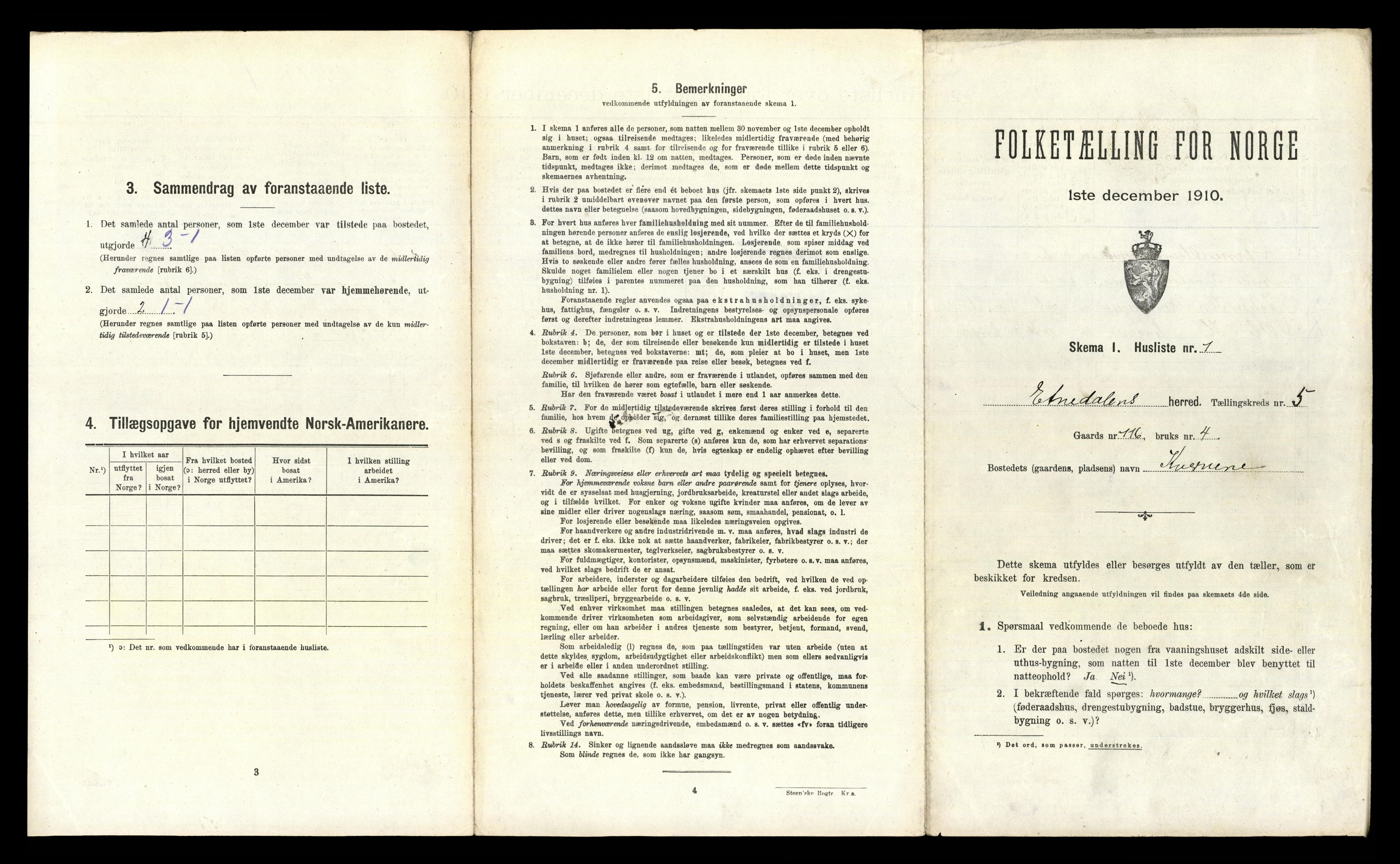 RA, 1910 census for Etnedal, 1910, p. 333