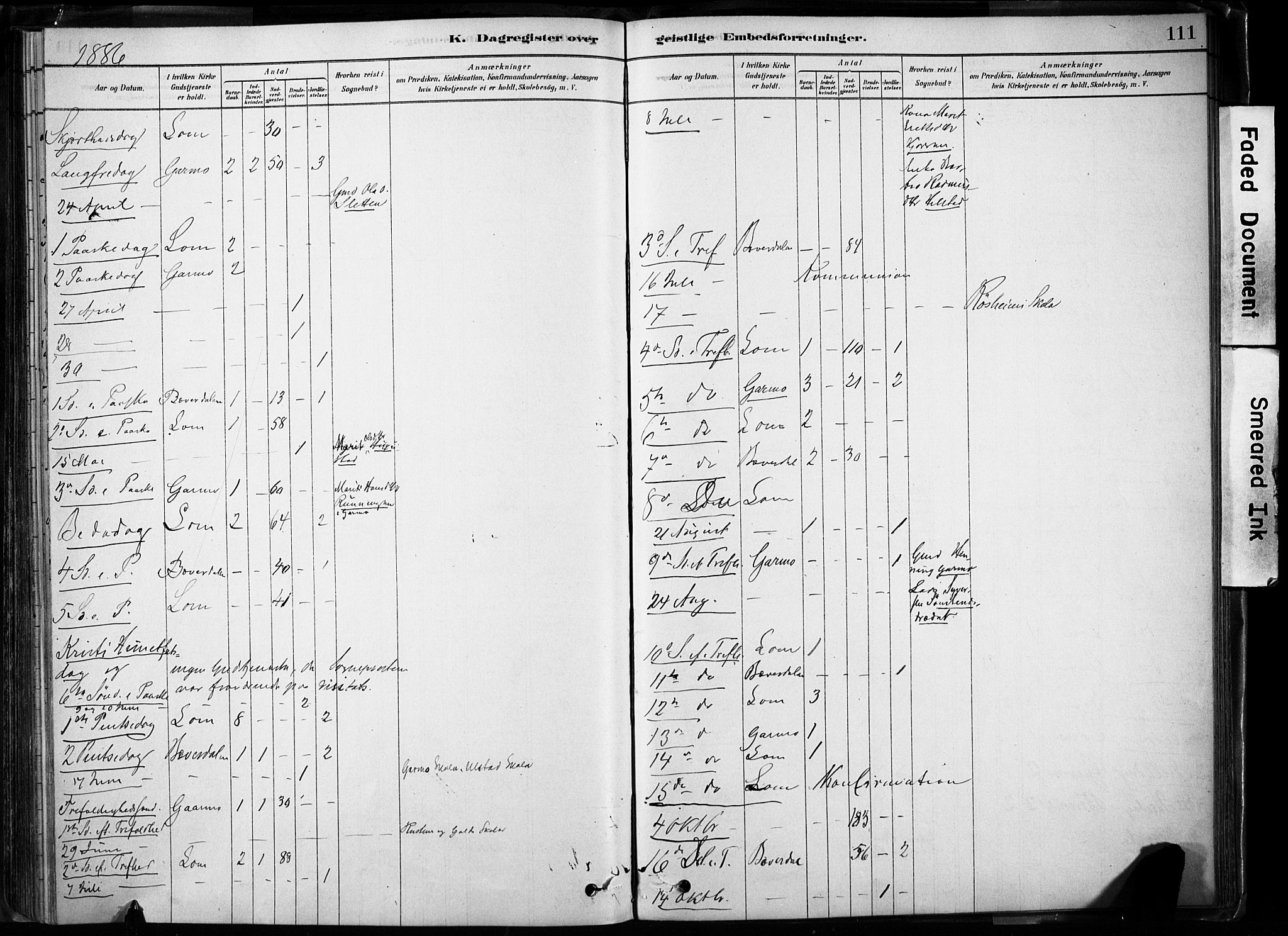Lom prestekontor, SAH/PREST-070/K/L0009: Parish register (official) no. 9, 1878-1907, p. 111