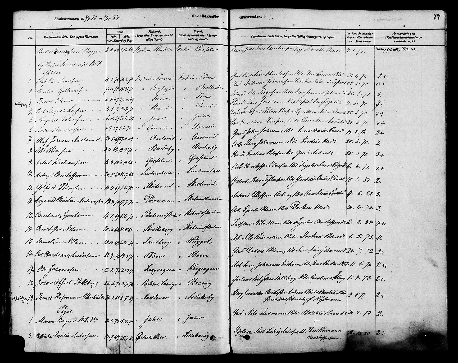 Modum kirkebøker, SAKO/A-234/F/Fa/L0015: Parish register (official) no. 15 /1, 1877-1889, p. 77