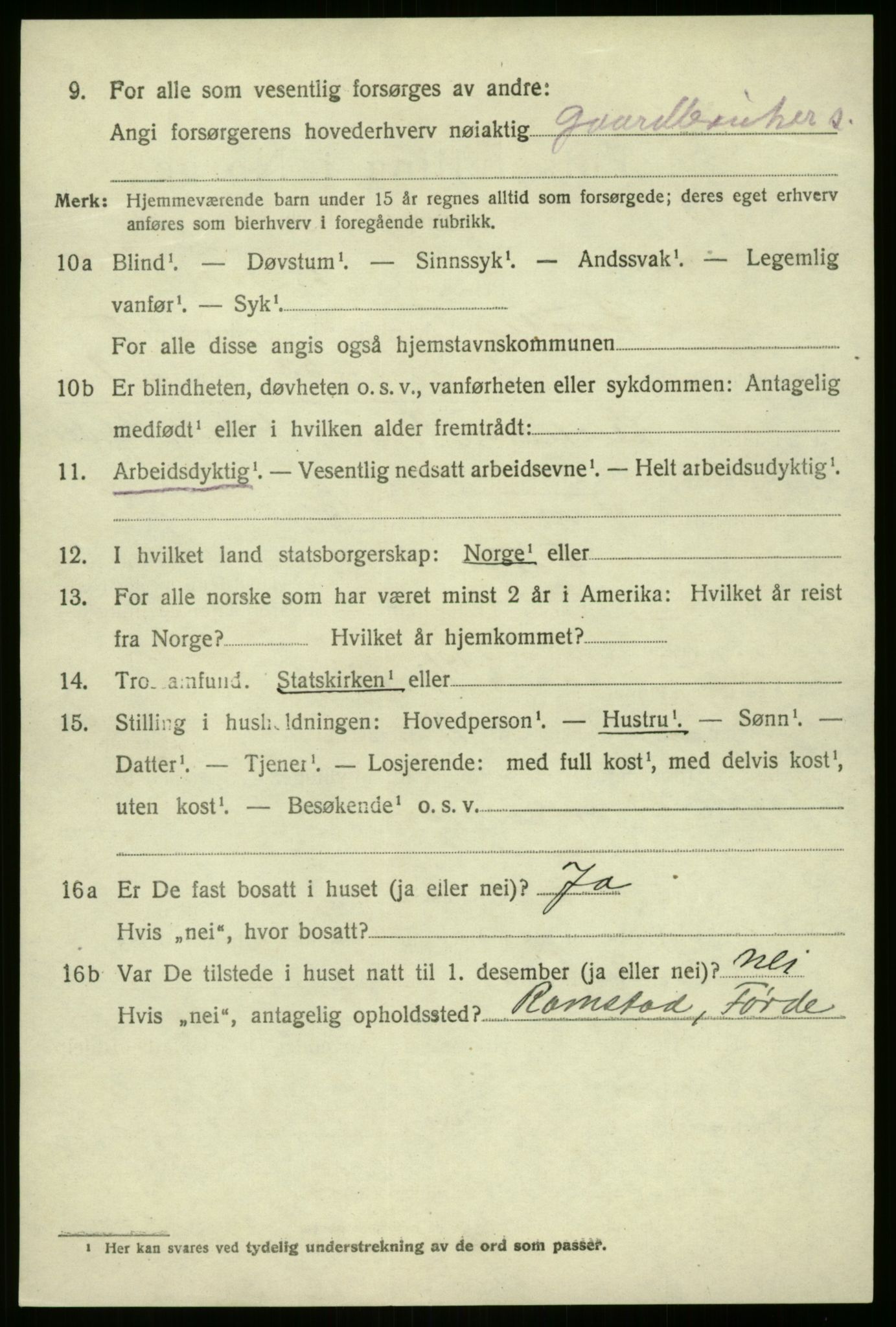 SAB, 1920 census for Førde, 1920, p. 5147