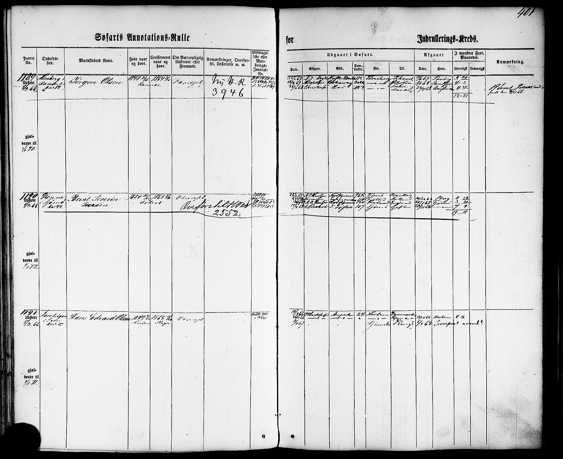 Tønsberg innrulleringskontor, AV/SAKO-A-786/F/Fb/L0001: Annotasjonsrulle Patent nr. 1-1724, 1860-1868, p. 420