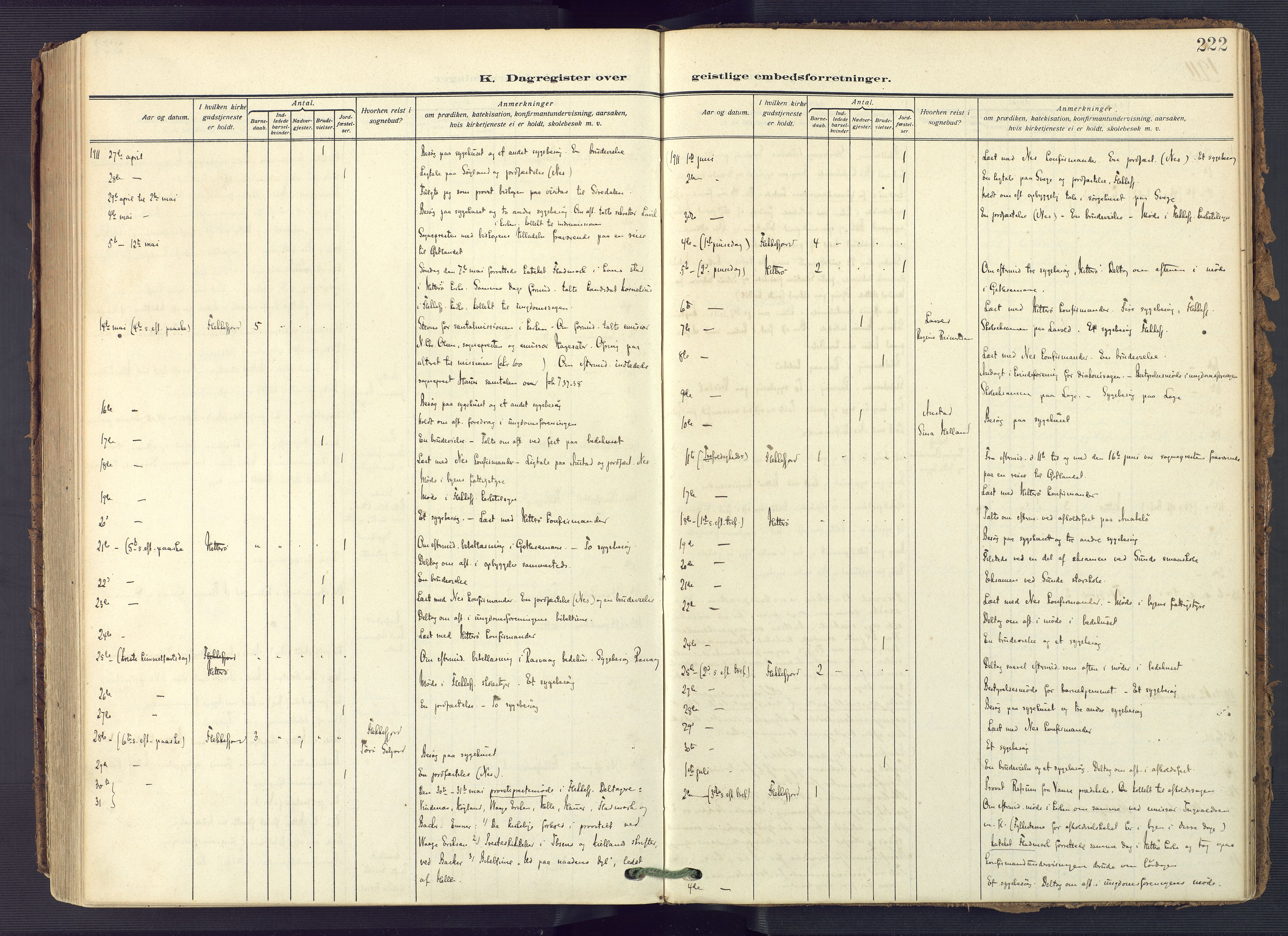 Flekkefjord sokneprestkontor, AV/SAK-1111-0012/F/Fa/Fac/L0010: Parish register (official) no. A 10, 1910-1927, p. 222