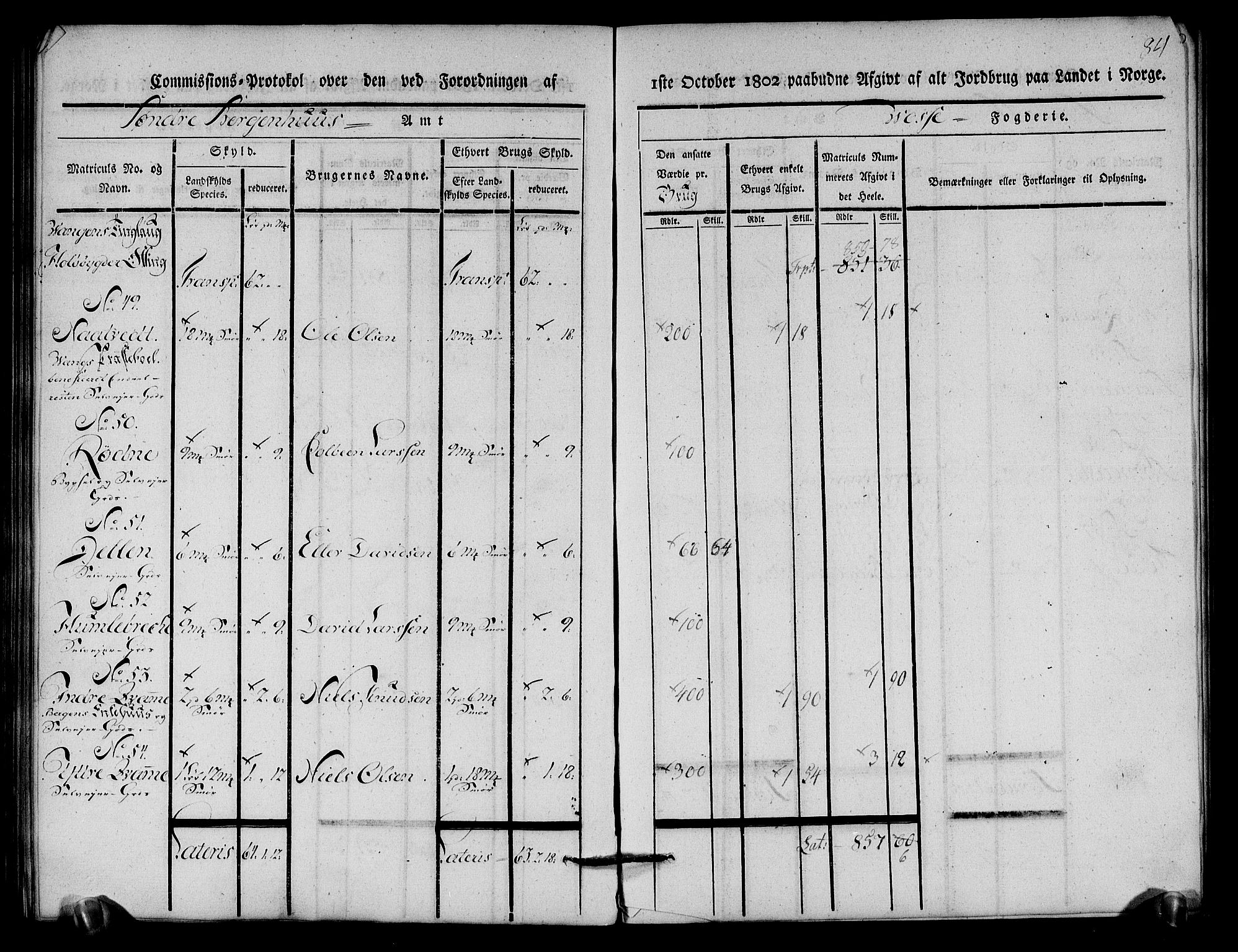 Rentekammeret inntil 1814, Realistisk ordnet avdeling, AV/RA-EA-4070/N/Ne/Nea/L0112: Nordhordland og Voss fogderi. Kommisjonsprotokoll for Voss, 1803, p. 86
