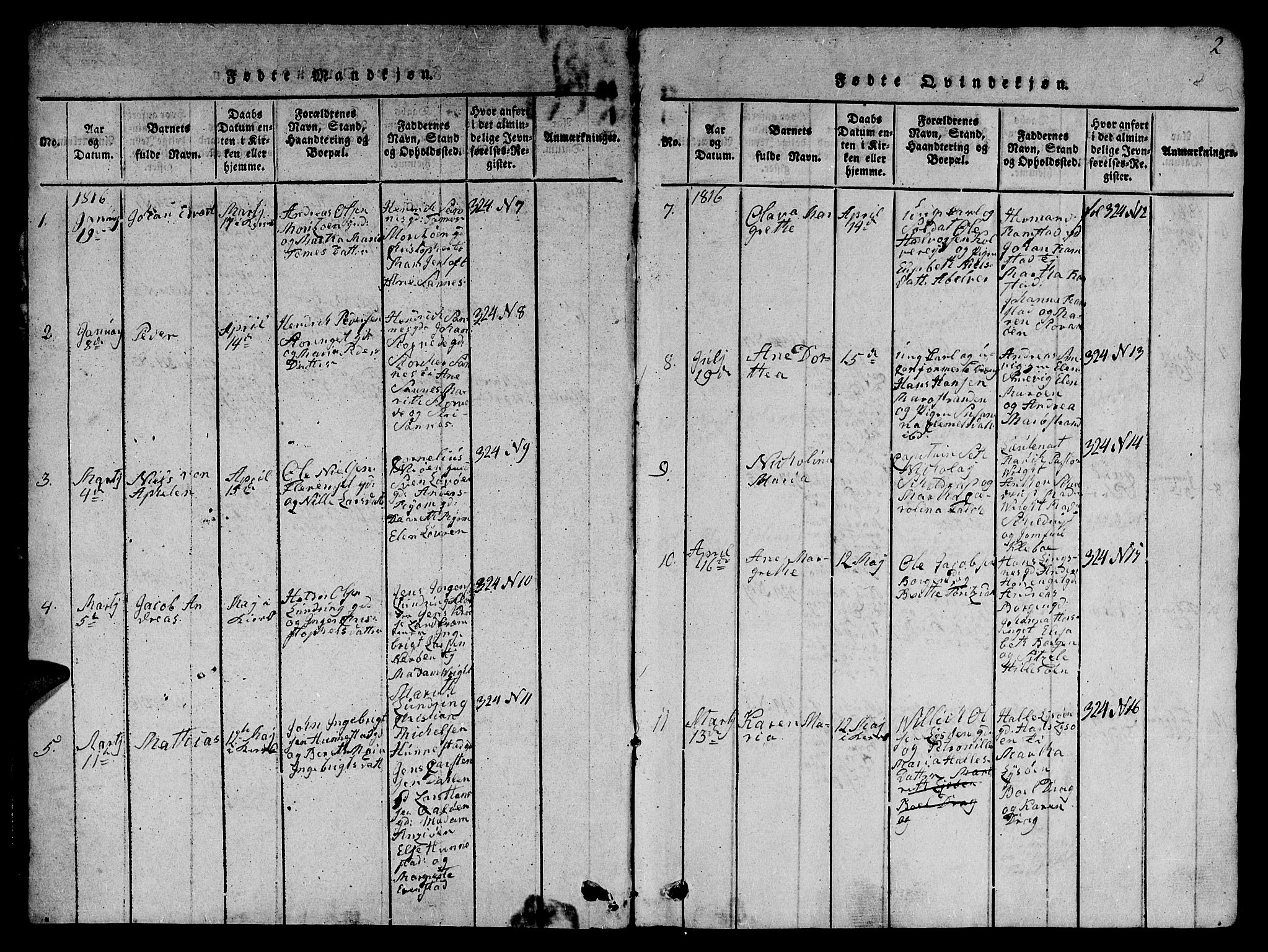 Ministerialprotokoller, klokkerbøker og fødselsregistre - Nord-Trøndelag, SAT/A-1458/784/L0679: Parish register (copy) no. 784C01 /1, 1816-1822, p. 2