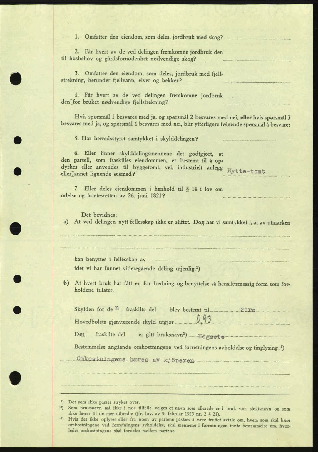 Tønsberg sorenskriveri, AV/SAKO-A-130/G/Ga/Gaa/L0017a: Mortgage book no. A17a, 1945-1945, Diary no: : 1294/1945