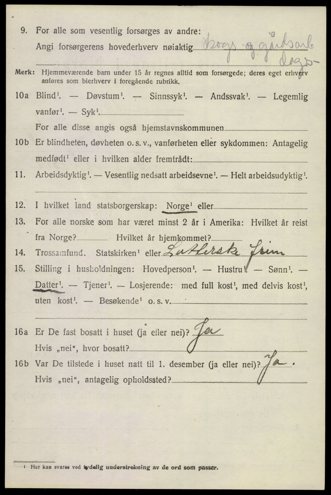 SAKO, 1920 census for Nore, 1920, p. 3047